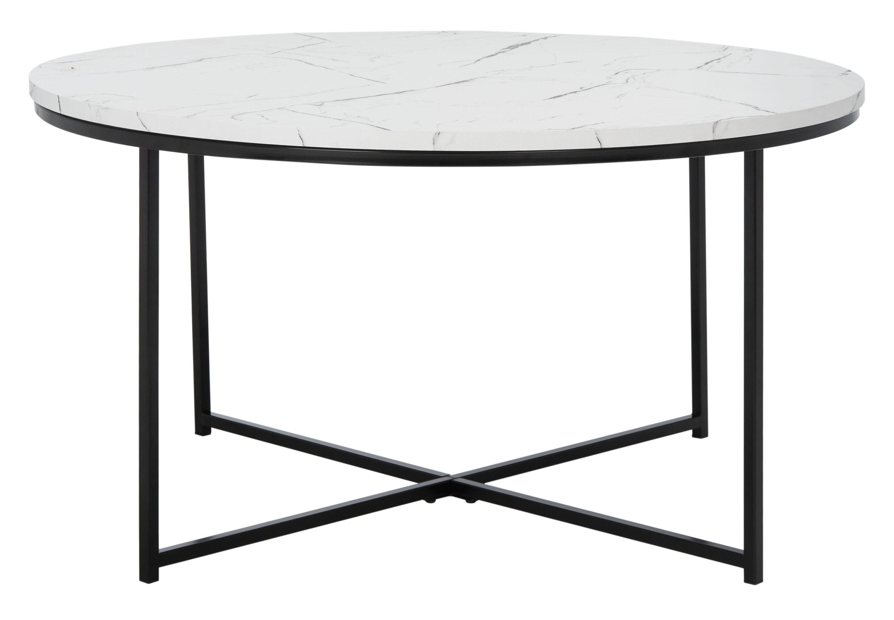 Pia Marble Coffee Table - White Marble/Black - Safavieh