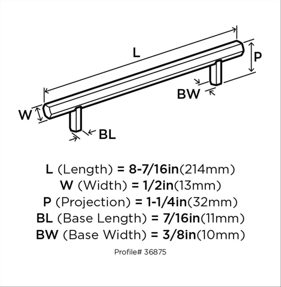 Amerock Caliber 6-5/16 inch (160mm) Center-to-Center Matte Black Cabinet Pull