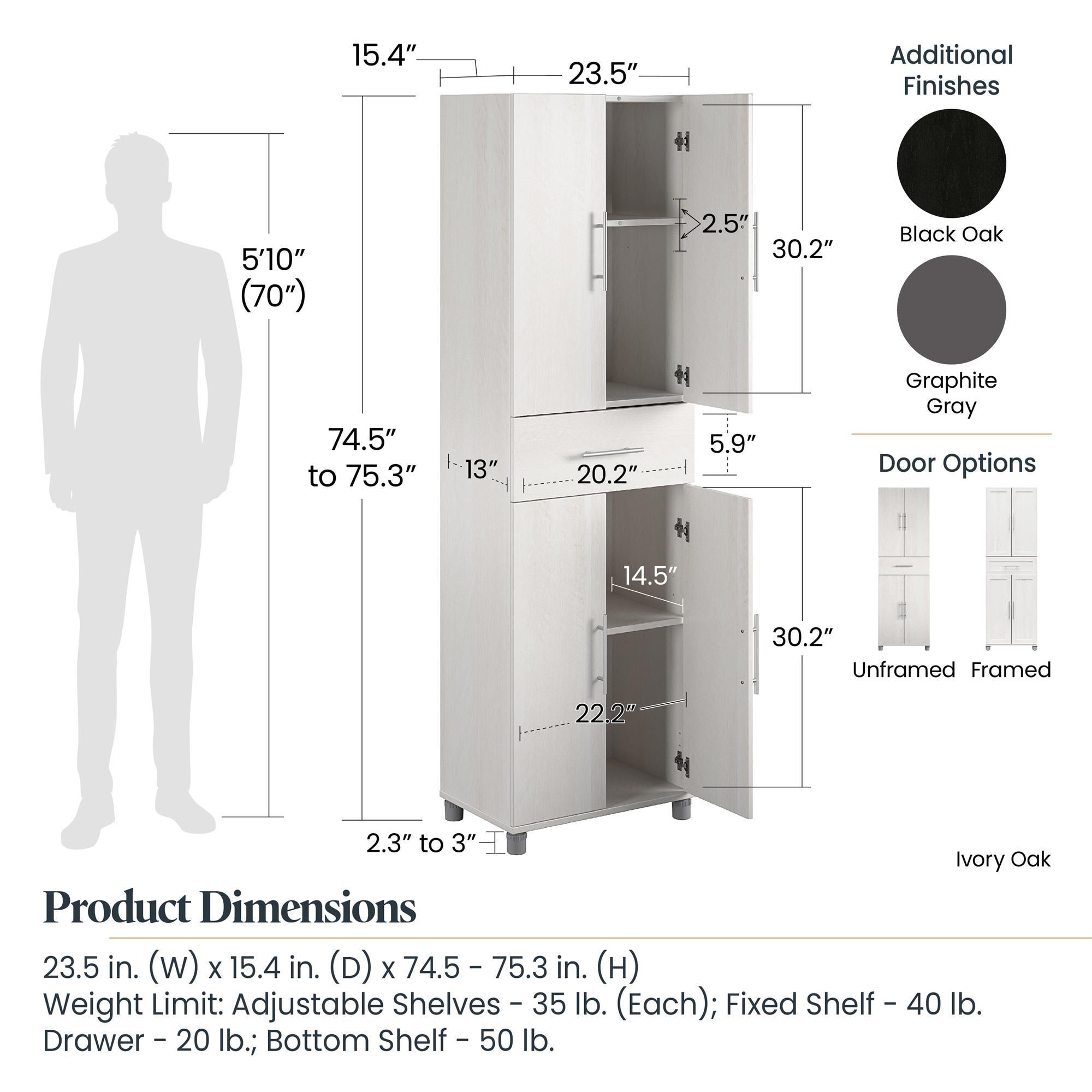 Camberly 4 Door/1 Drawer Storage Cabinet, Graphite Gray