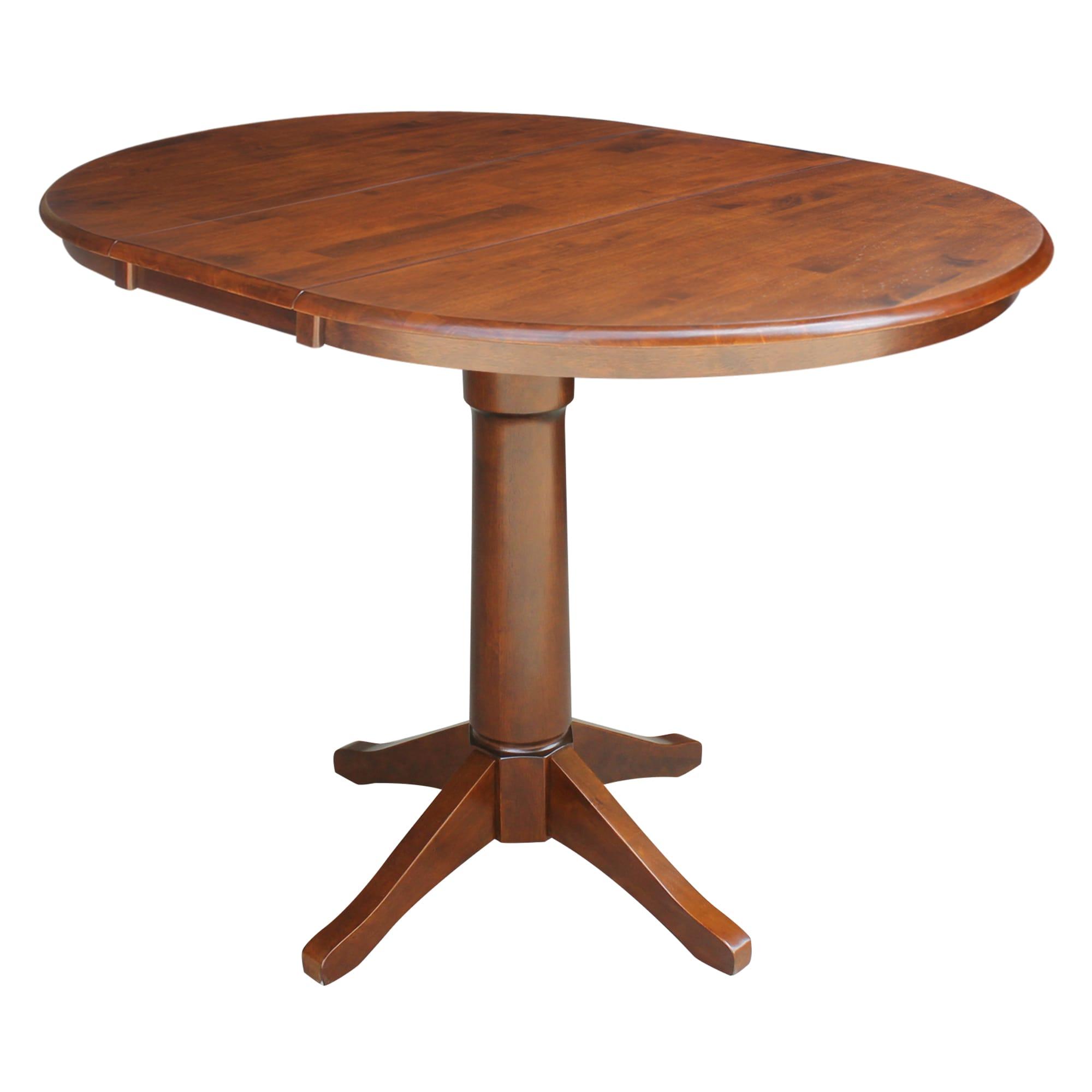 International Concepts 36" Magnolia Round Top Counter Height Dining Table with 12" Leaf Espresso: Hardwood Pedestal Base, Seats 4