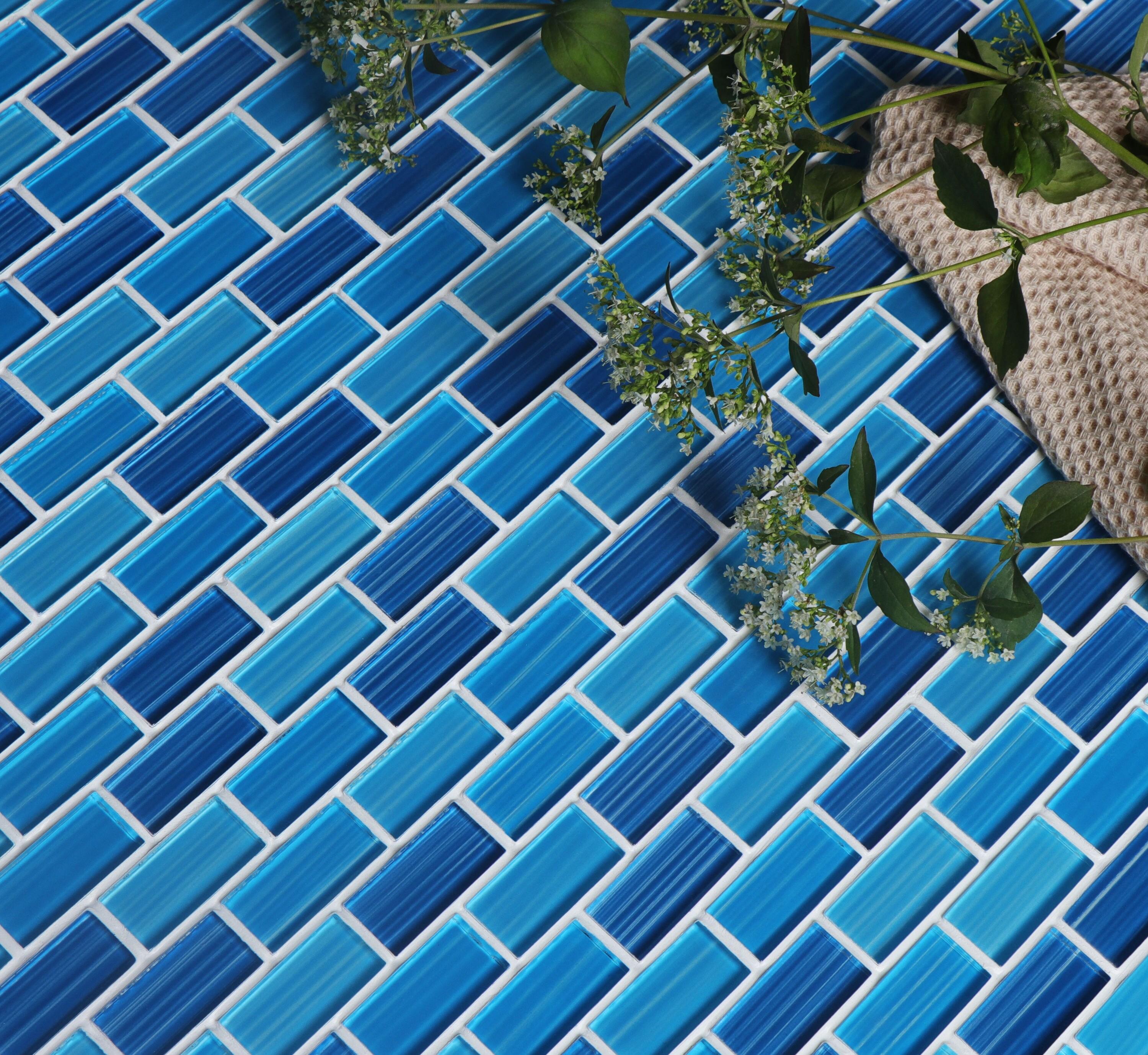 Swimming Pool Series 1" x 2" Straight Edge Glass Mosaic Tile