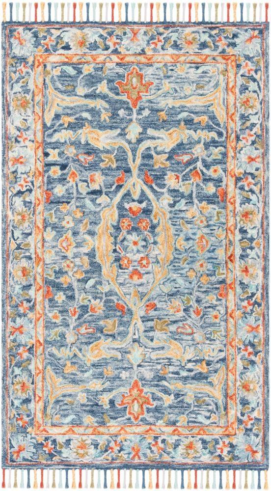 Aspen APN116 Hand Tufted Area Rug - Blue/Rust - 6' X 9' - Safavieh.