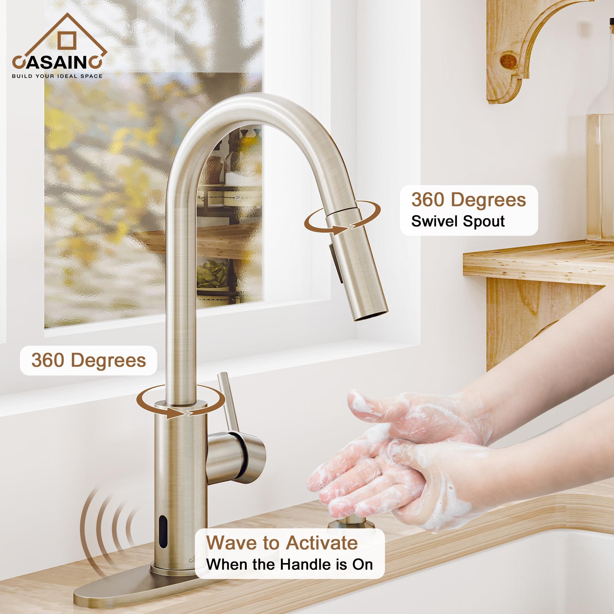 Willow Single-Handle Pull Down Sprayer Kitchen Faucet with Infrared Sensor, Soap Dispenser and Deck Plate