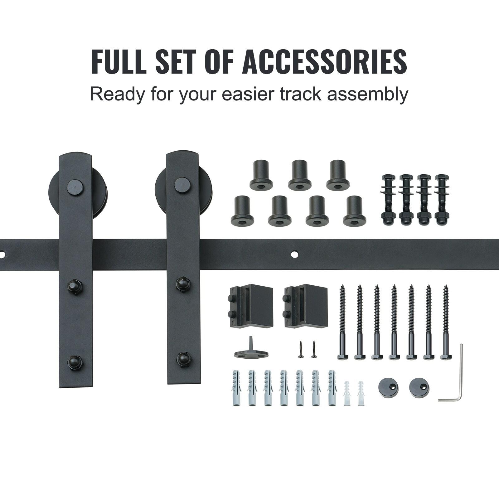 Black Steel Single Door Barn Door Hardware Kit Standard Single