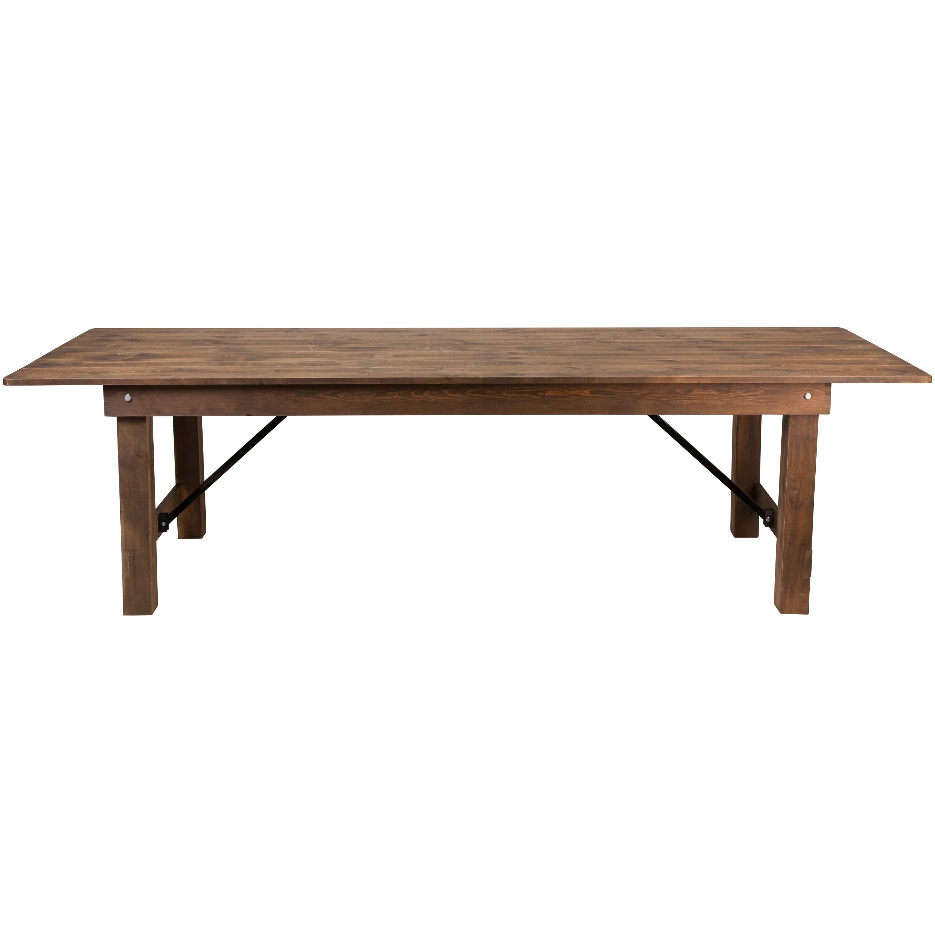 Flash Furniture Hercules Series 9' x 40" Rectangular Rustic Solid Pine Folding Dining Table