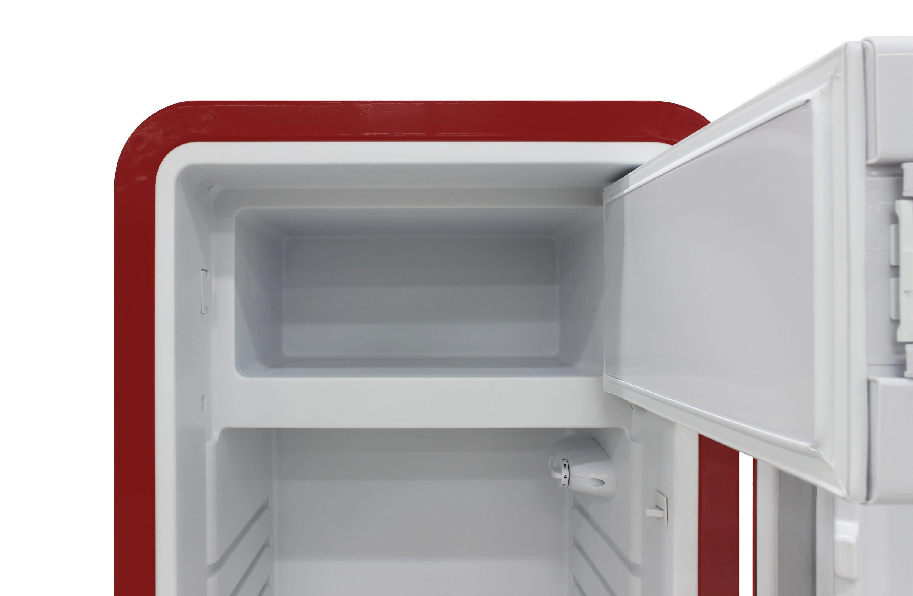Brama 9.2 Cu.Ft. Retro Red Top-Freezer Refrigerator with Solid Steel Door