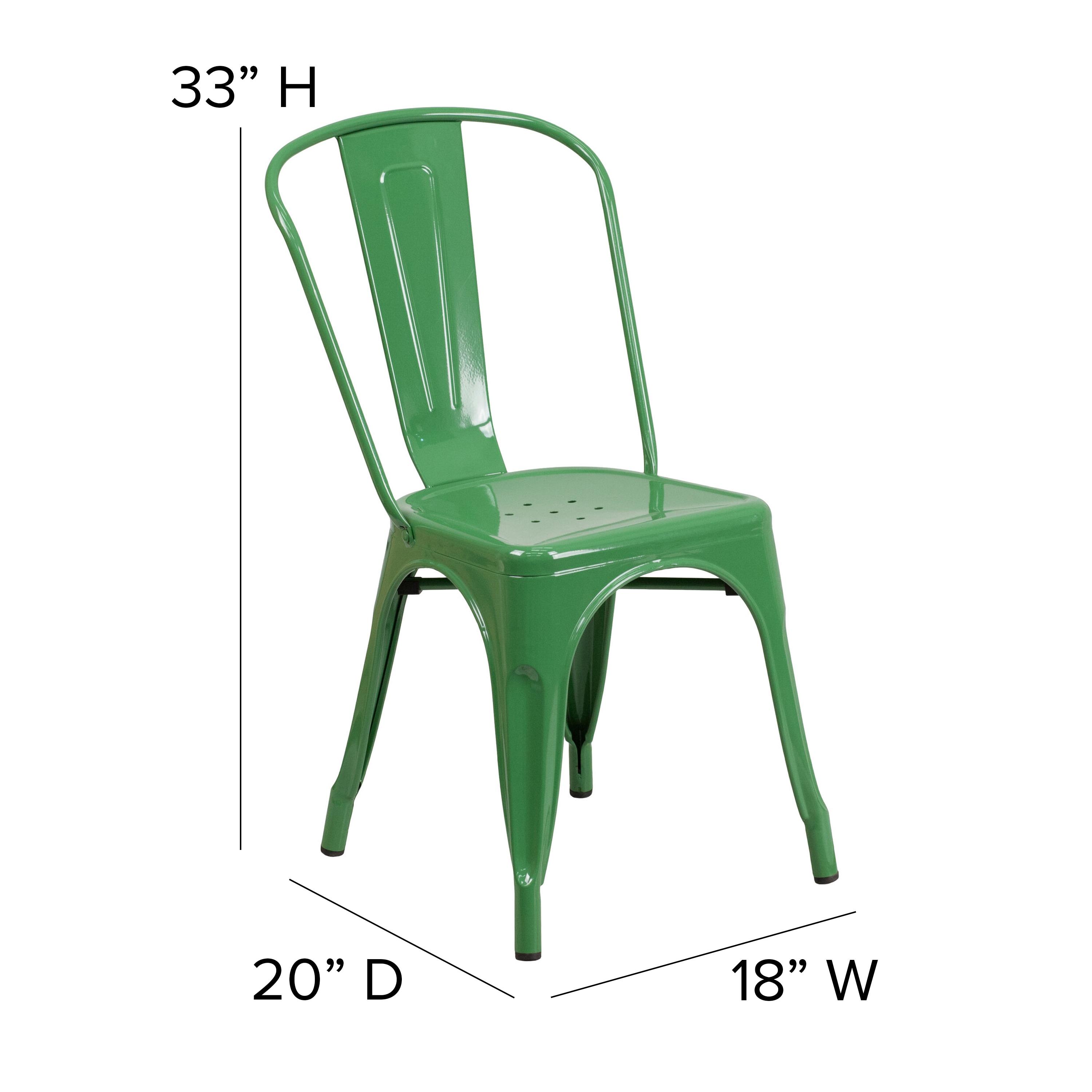 Flash Furniture Commercial Grade Green Metal Indoor-Outdoor Stackable Chair