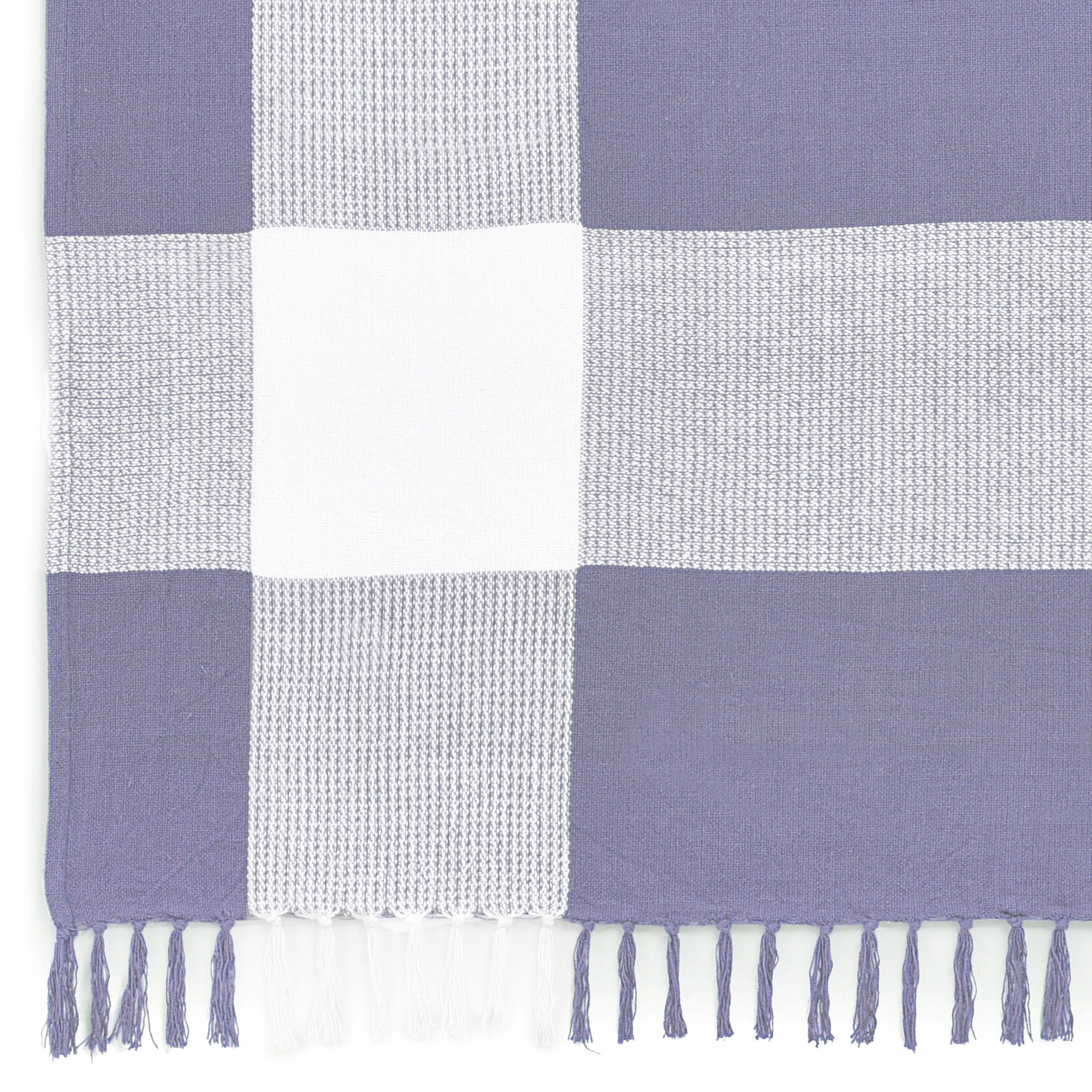 Ox Bay Pink/White Tartan Plaid Cotton Throw Blanket, 50" x 60"