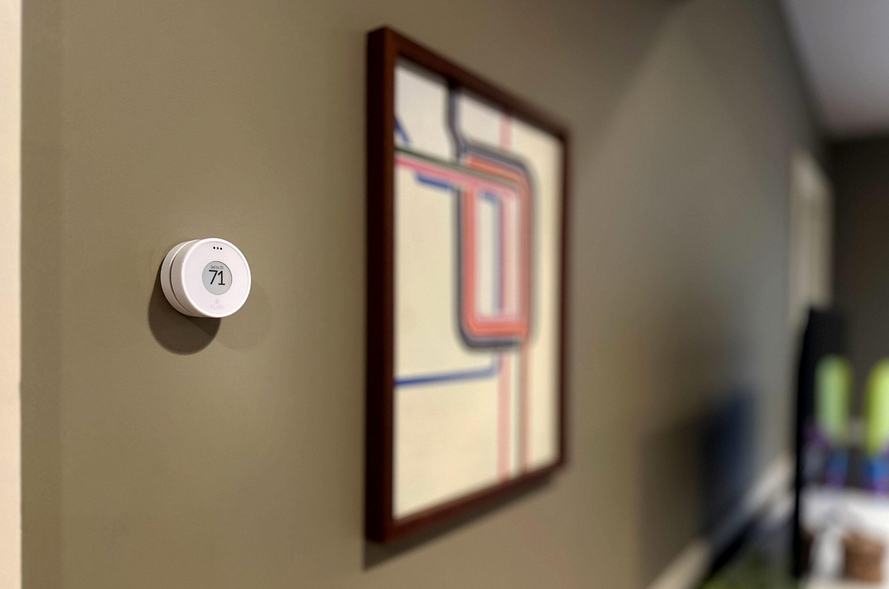Flair Puck, WiFi Wireless Thermostat (Pearl White). Controls Flair Smart Vents. Compatible with Alexa, works with ecobee, Honeywell smart thermostats, and Google Assistant.