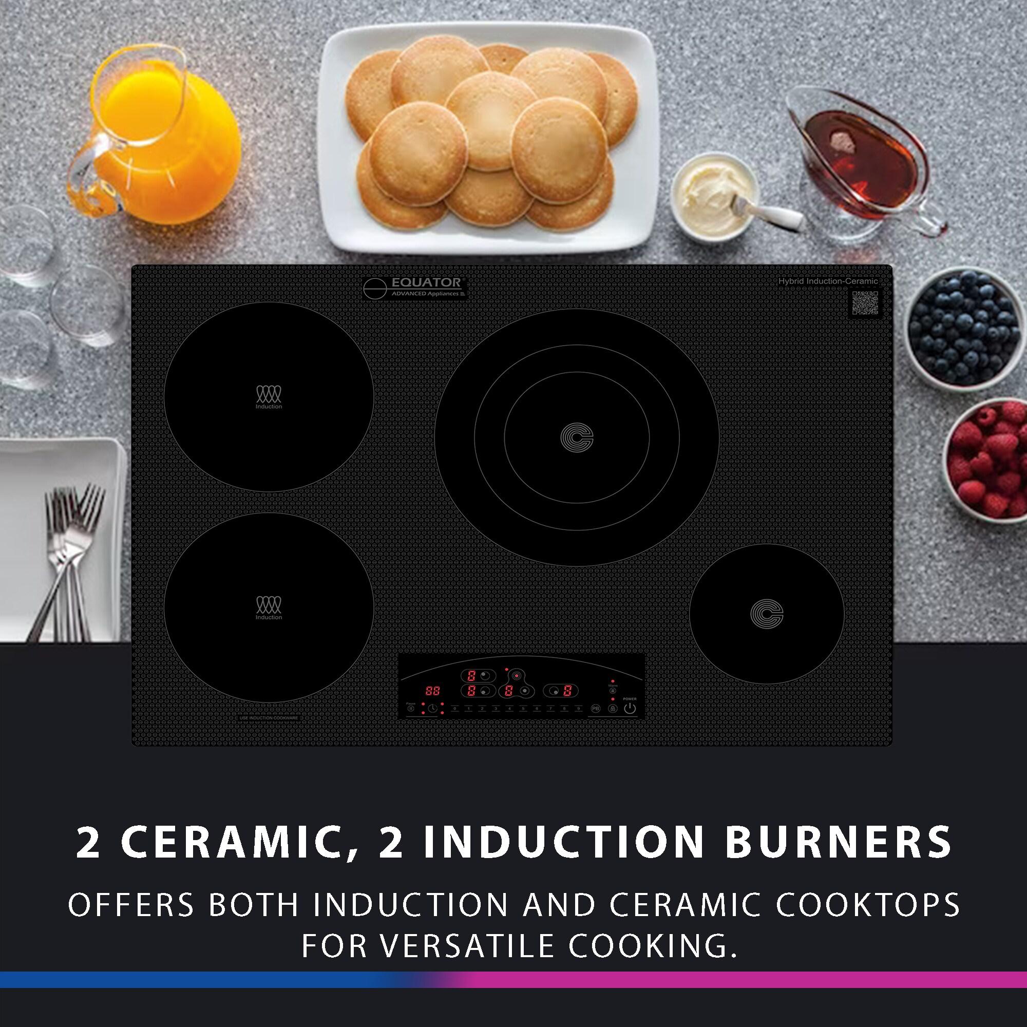 Equator Design 30" Electric Hybrid CERAMIC-INDUCTION 4 Burner Cooktop 220V