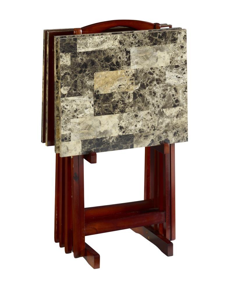 LeCeleBee Home Decor Tray Table Set, Faux Marble, Brown