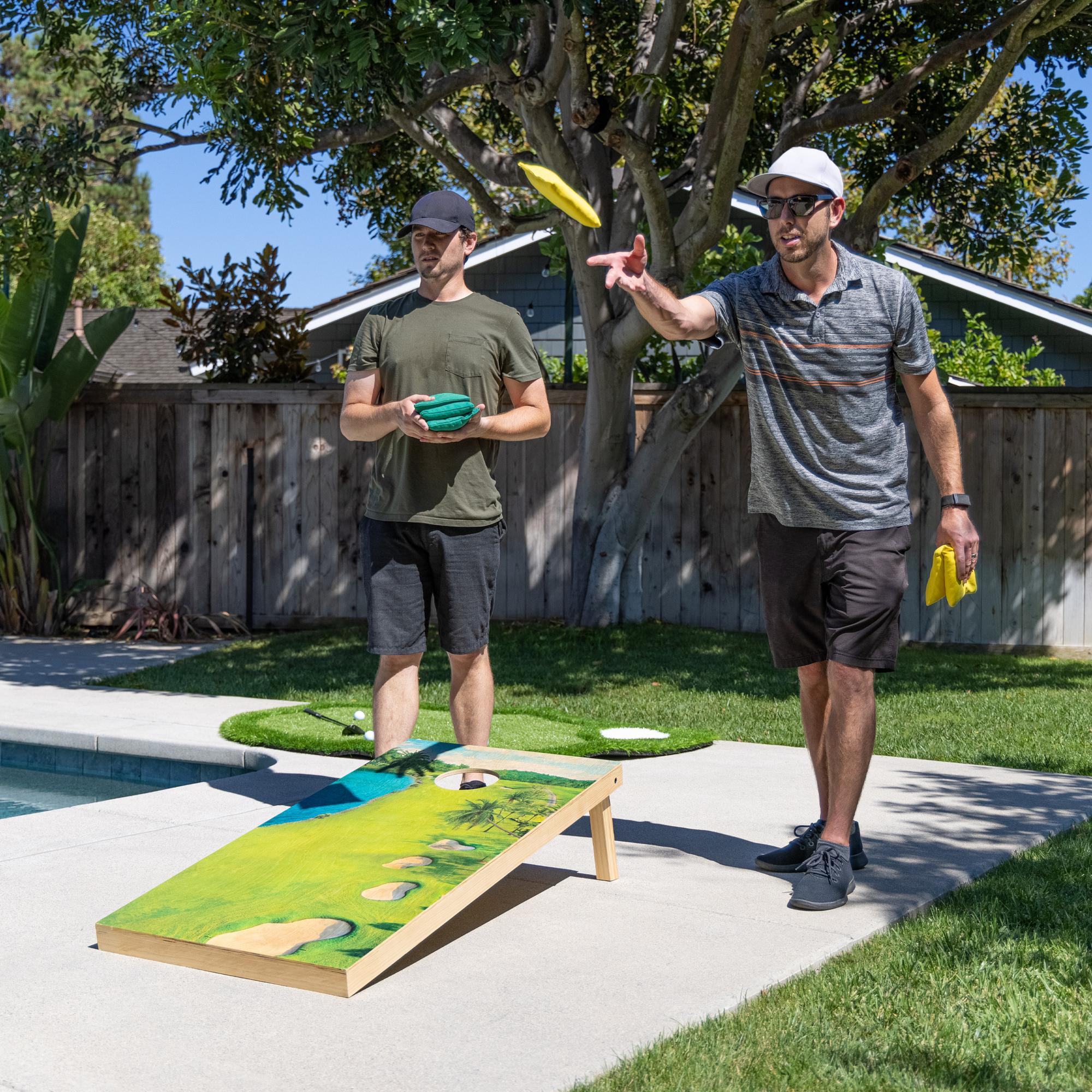 Gosports 4'x2' Reguation Size Premium Wood Cornhole Set - Golf Themed Design