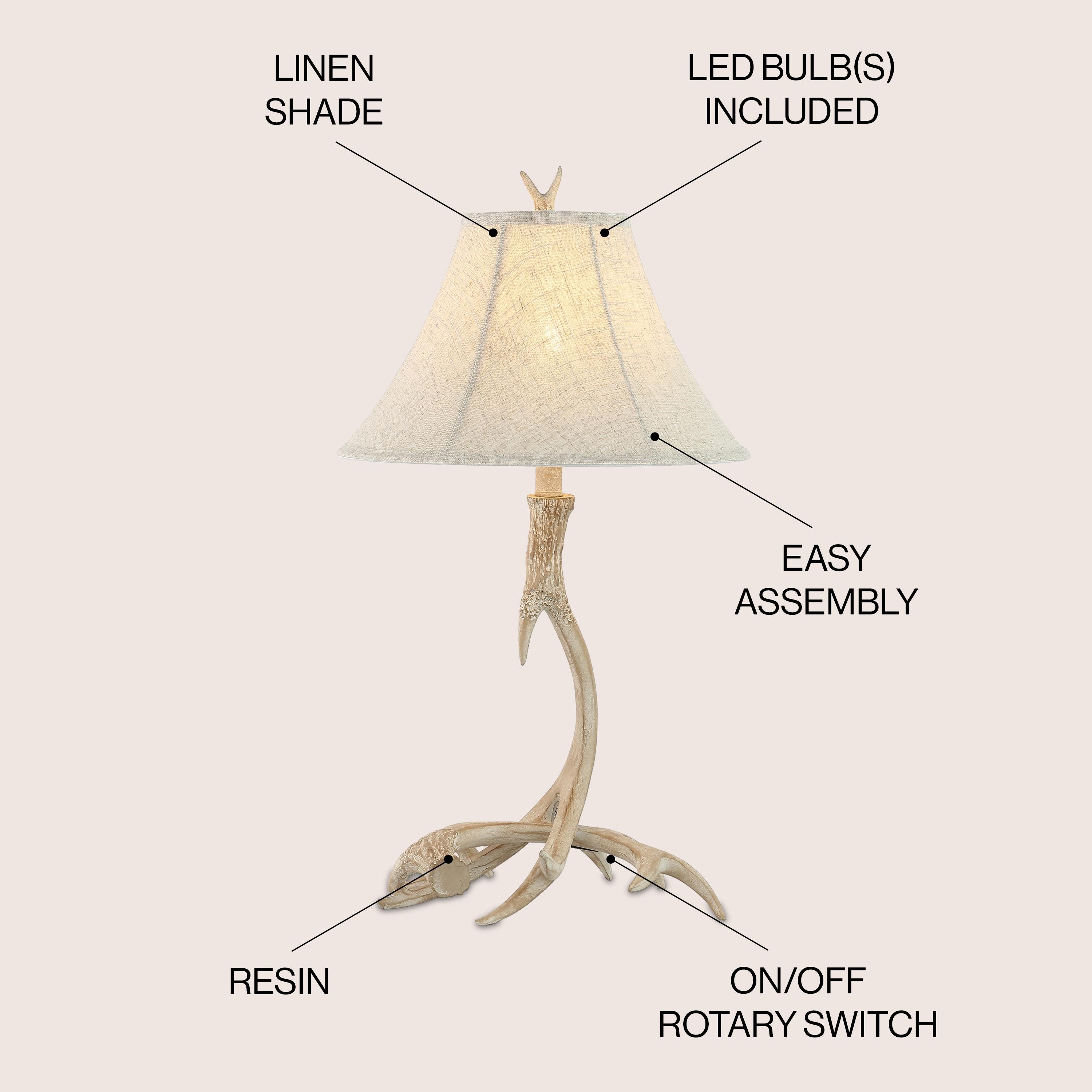 JONATHAN Y JYL6305B Antler 27.5" Rustic Resin LED Table Lamp, Traditional for living room, dinning room, bedroom, office Bulb Included, Beige