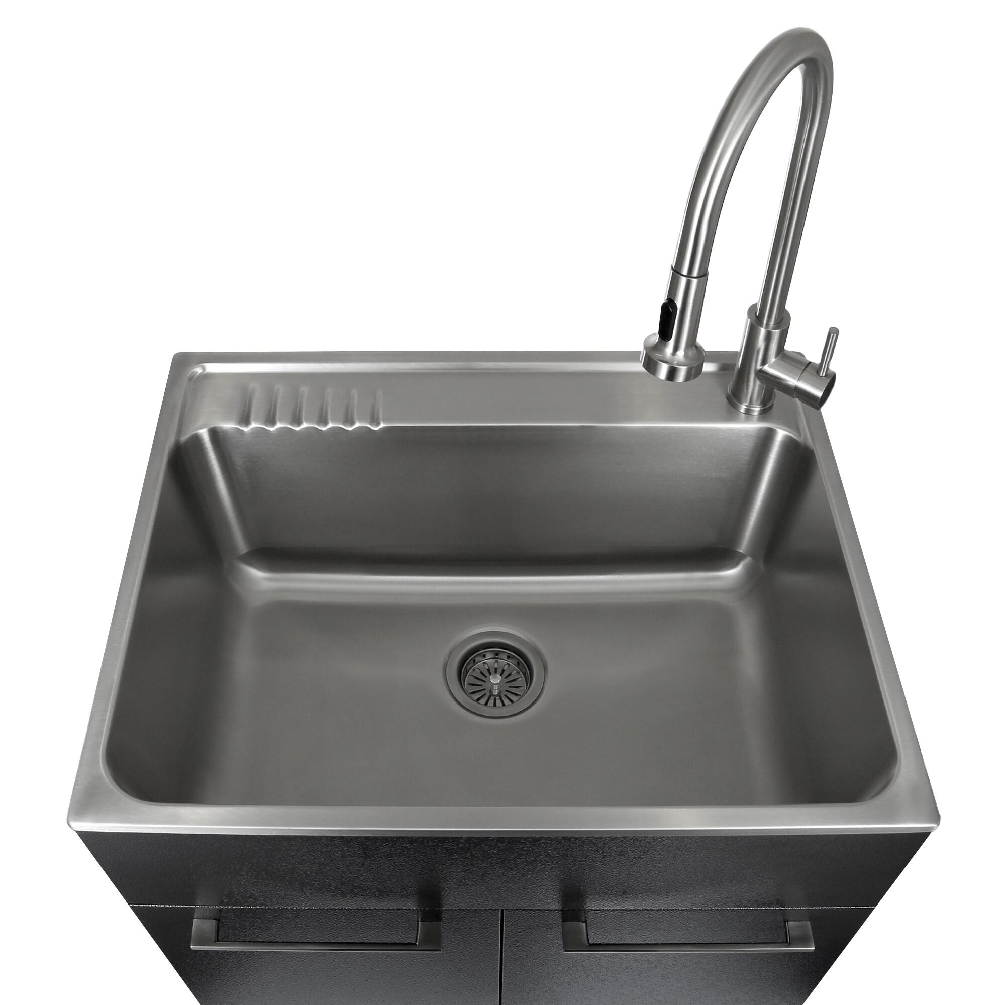 All-In-One 28" L x 22" W Free Standing Laundry Sink with Faucet