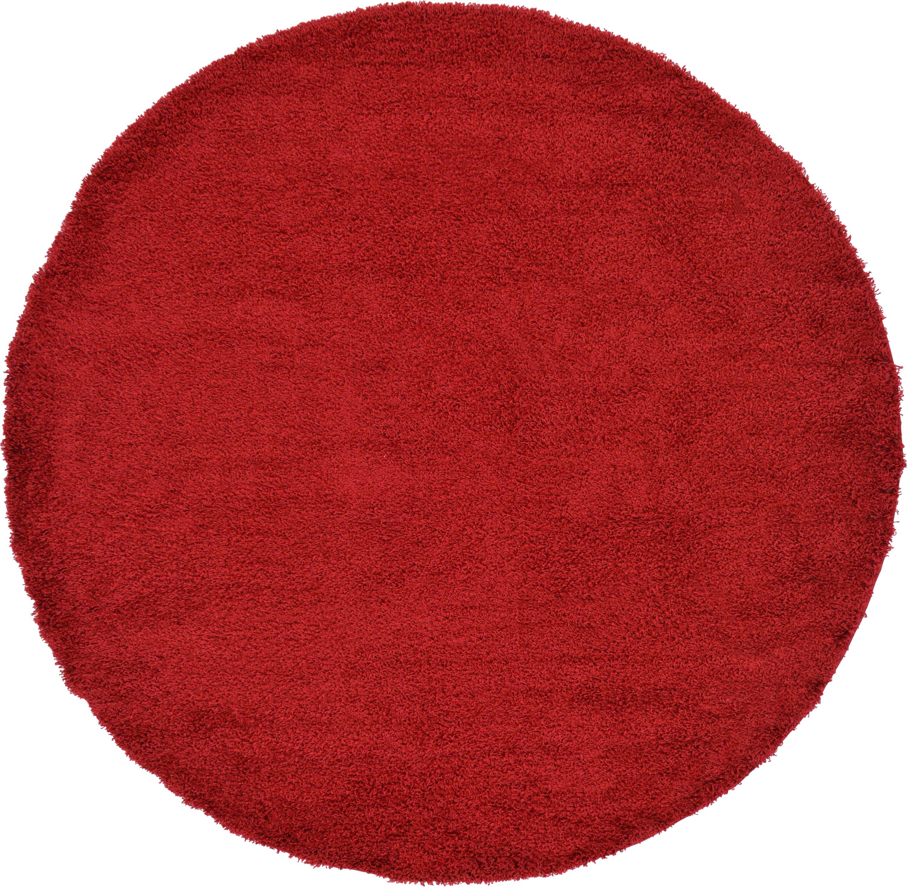 Unique Loom Solid Shag Collection Area Rug (8' Round, Cherry Red)