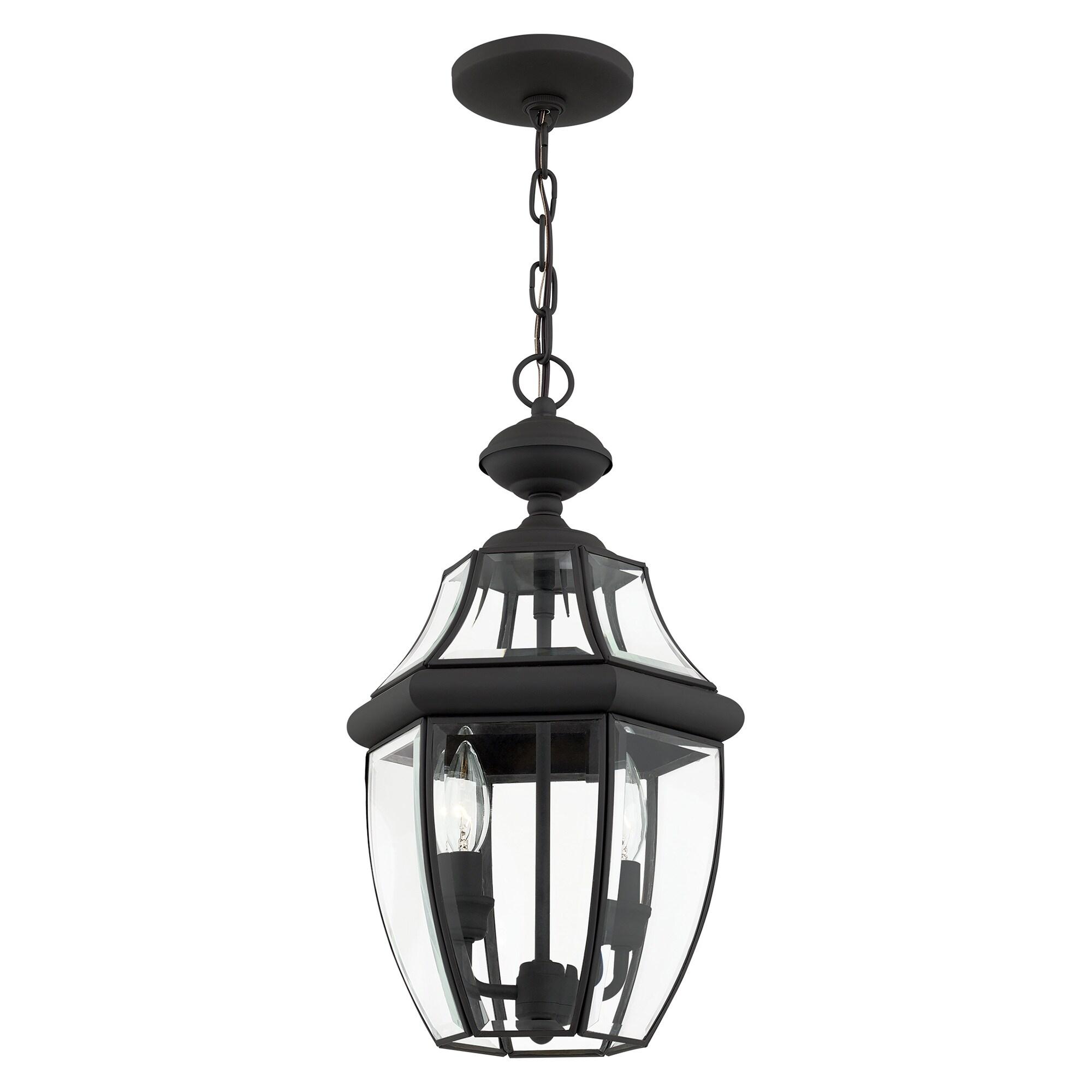 2 Light Outdoor Chain Lantern Pendant with Clear Glass Shade