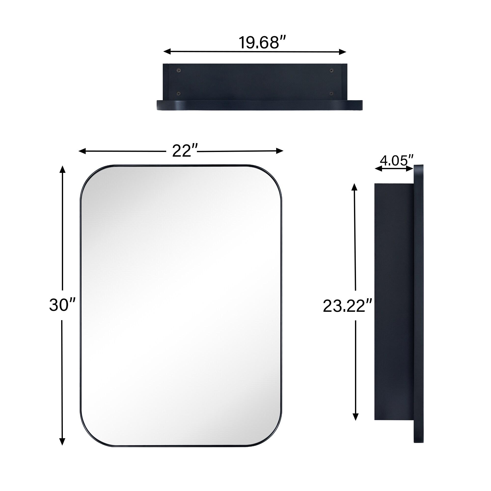 TEHOME Black Surface and Recessed Mount Rectangular Stainless Steel Metal Framed Bathroom Medicine Cabinet with Mirror, 22'' W x 30'' H