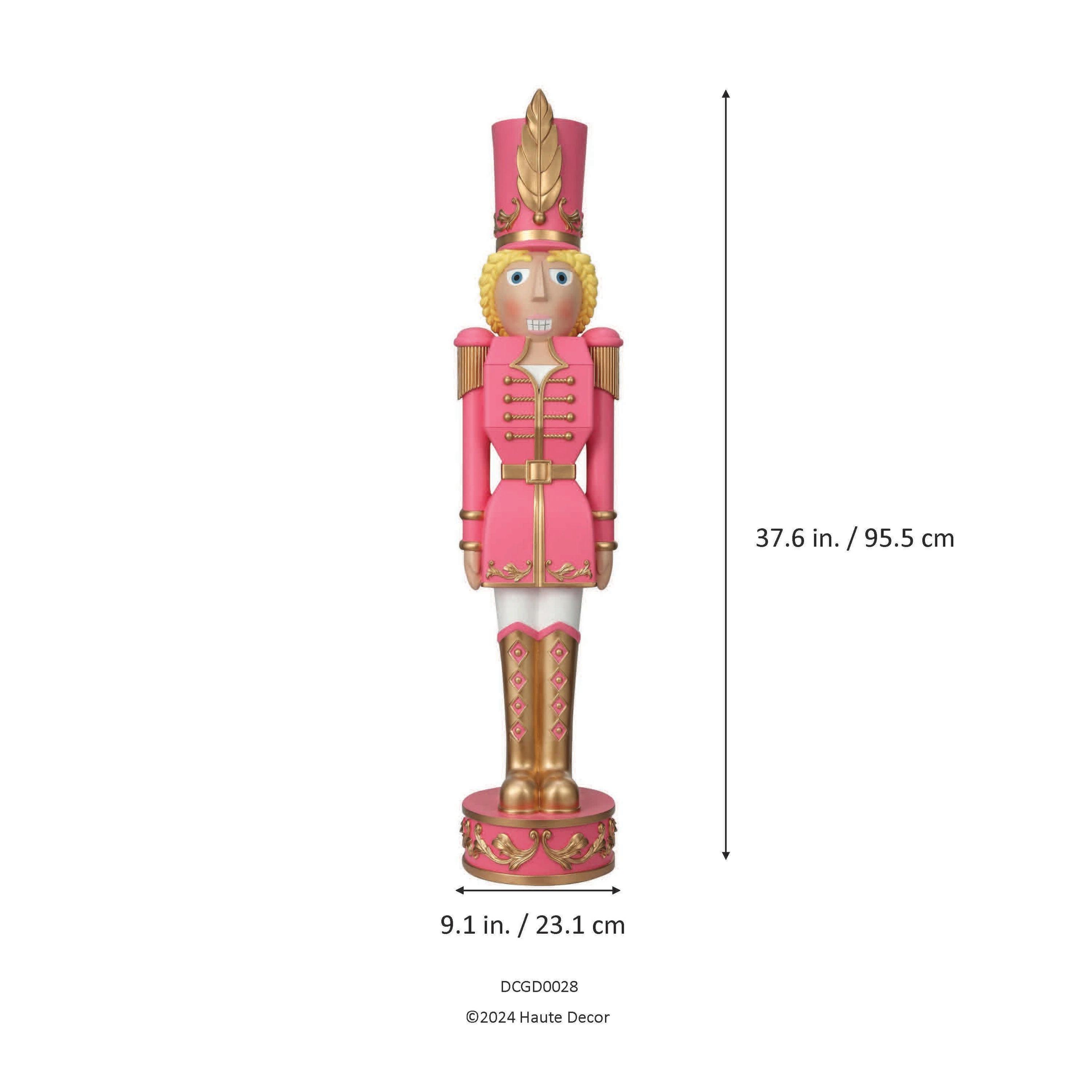 Haute Decor 37" Christmas Female Nutcracker Pink/Gold - Solid Resin Construction