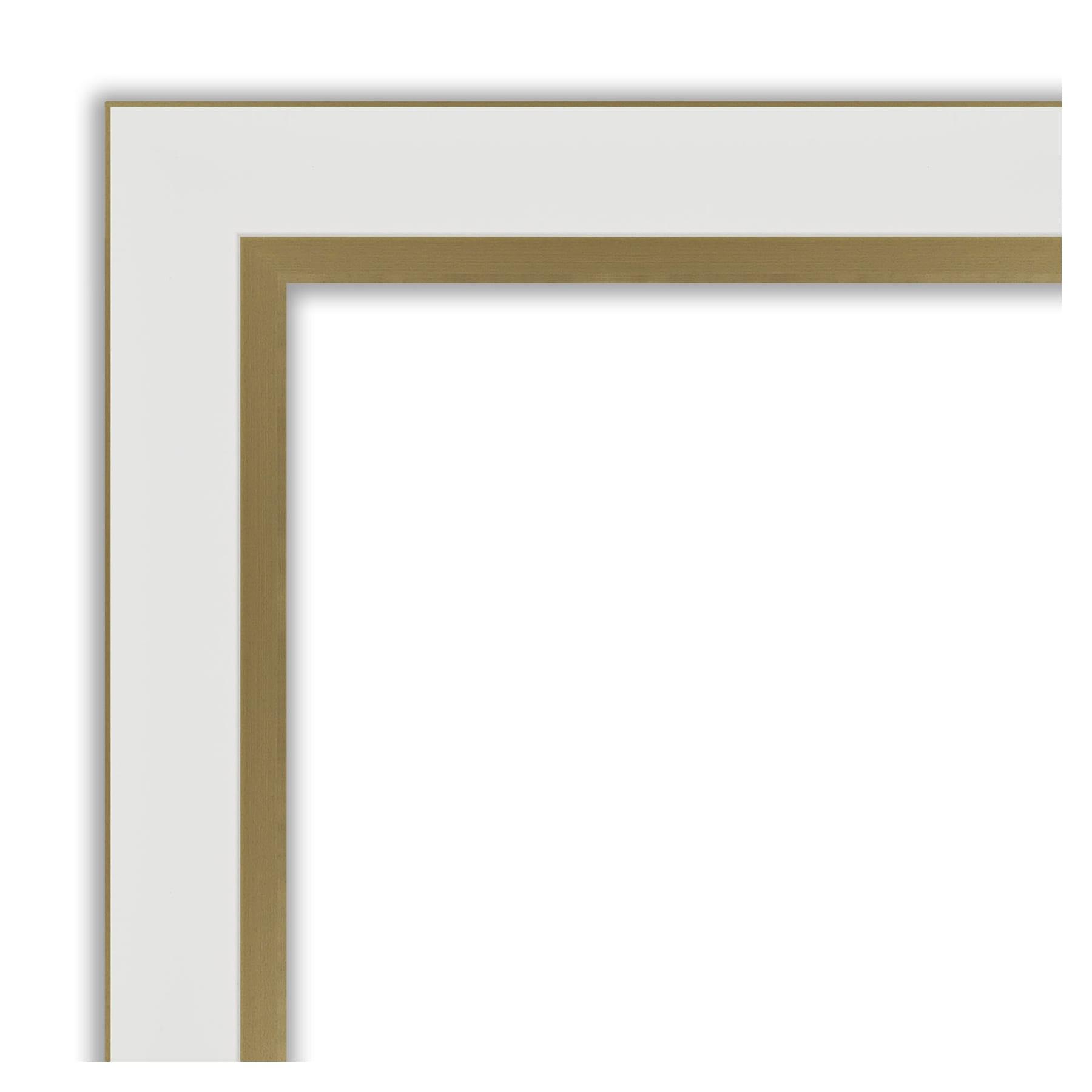 Amanti Art Eva White Gold Narrow Framed Wall Mirror - 19.12 x 23.12 in