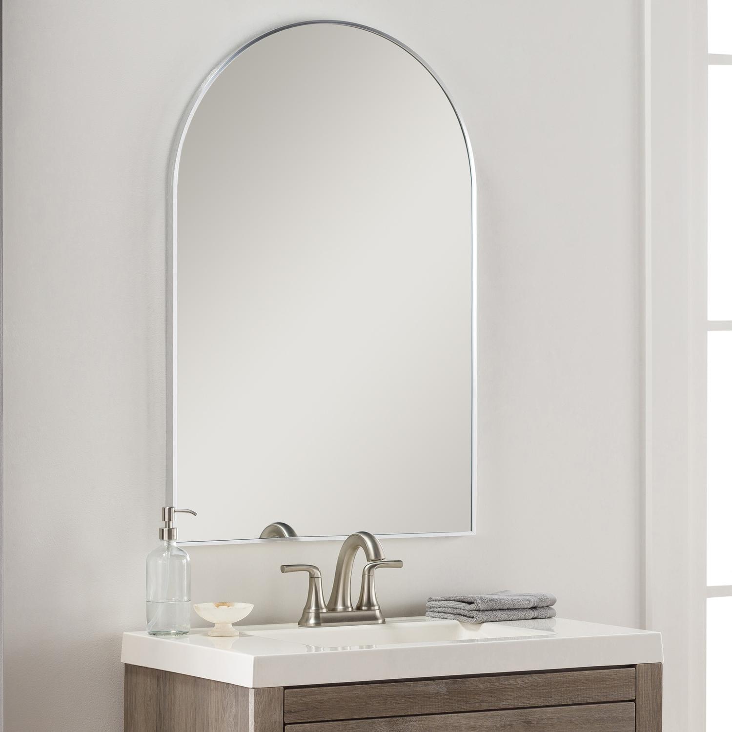 Elegant Rectangular Wood Framed Mirror in Brushed Silver and Gold