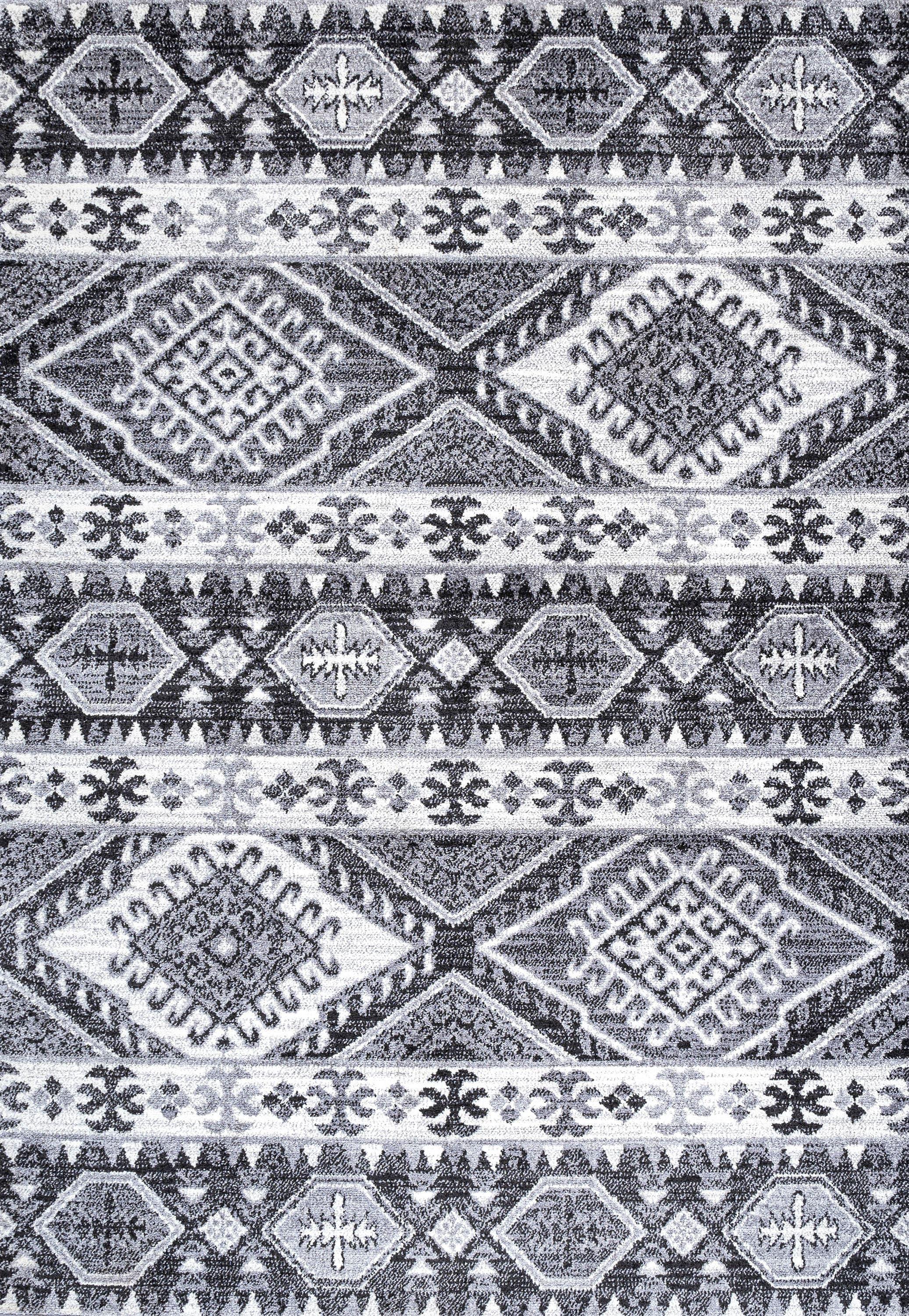 JONATHAN Y MOH500A-5 Sura Modern Kilim Geometric Gray/Anthracite 5 ft. x 8 ft. Area Rug, Bohemian Vintage, Pet Friendly, Stain Resistant, Easy to Clean, for Living Room; Kitchen, Bedroom