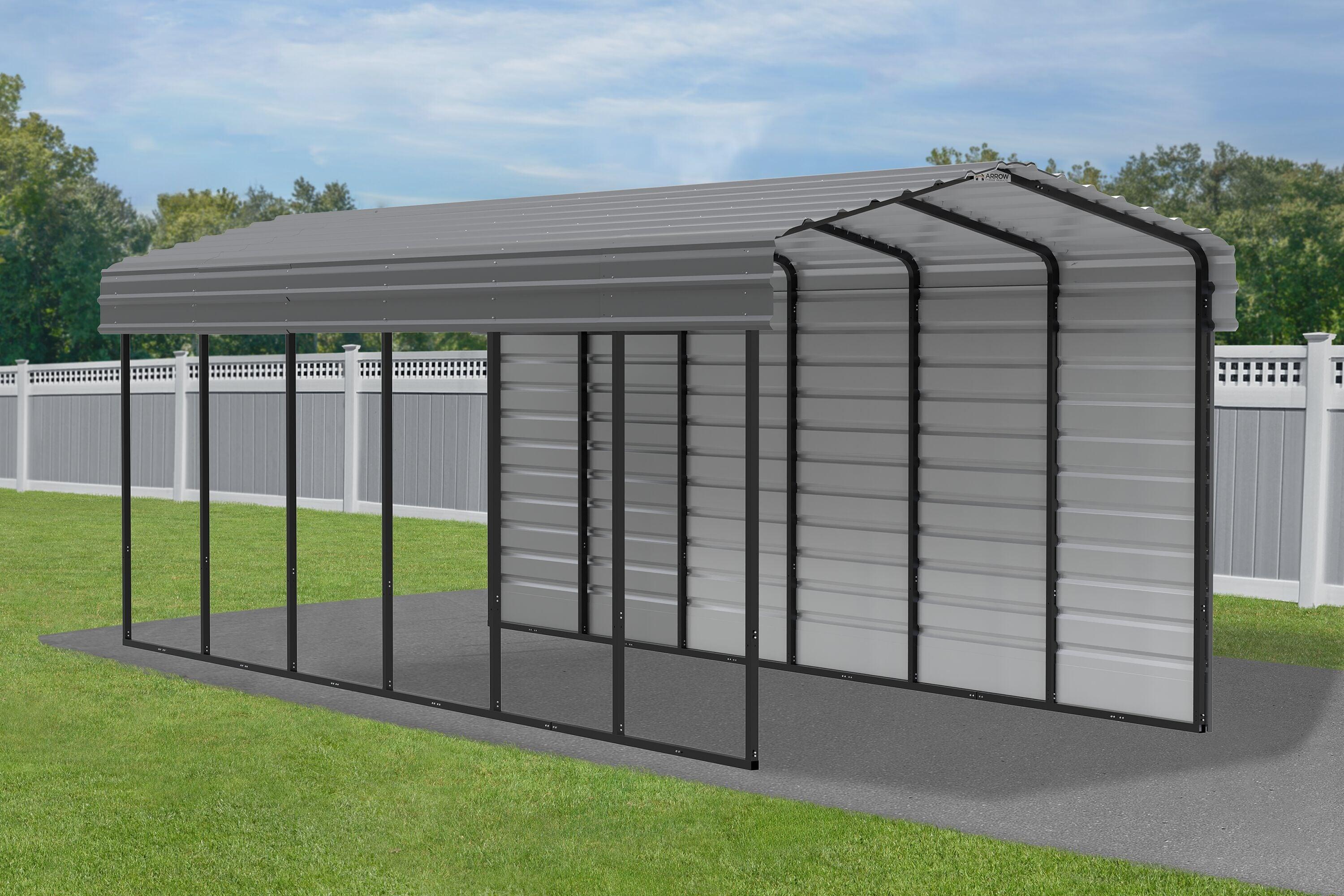 Arrow Arrow Steel Carport with 1 Side Wall Kit, 10x29x09