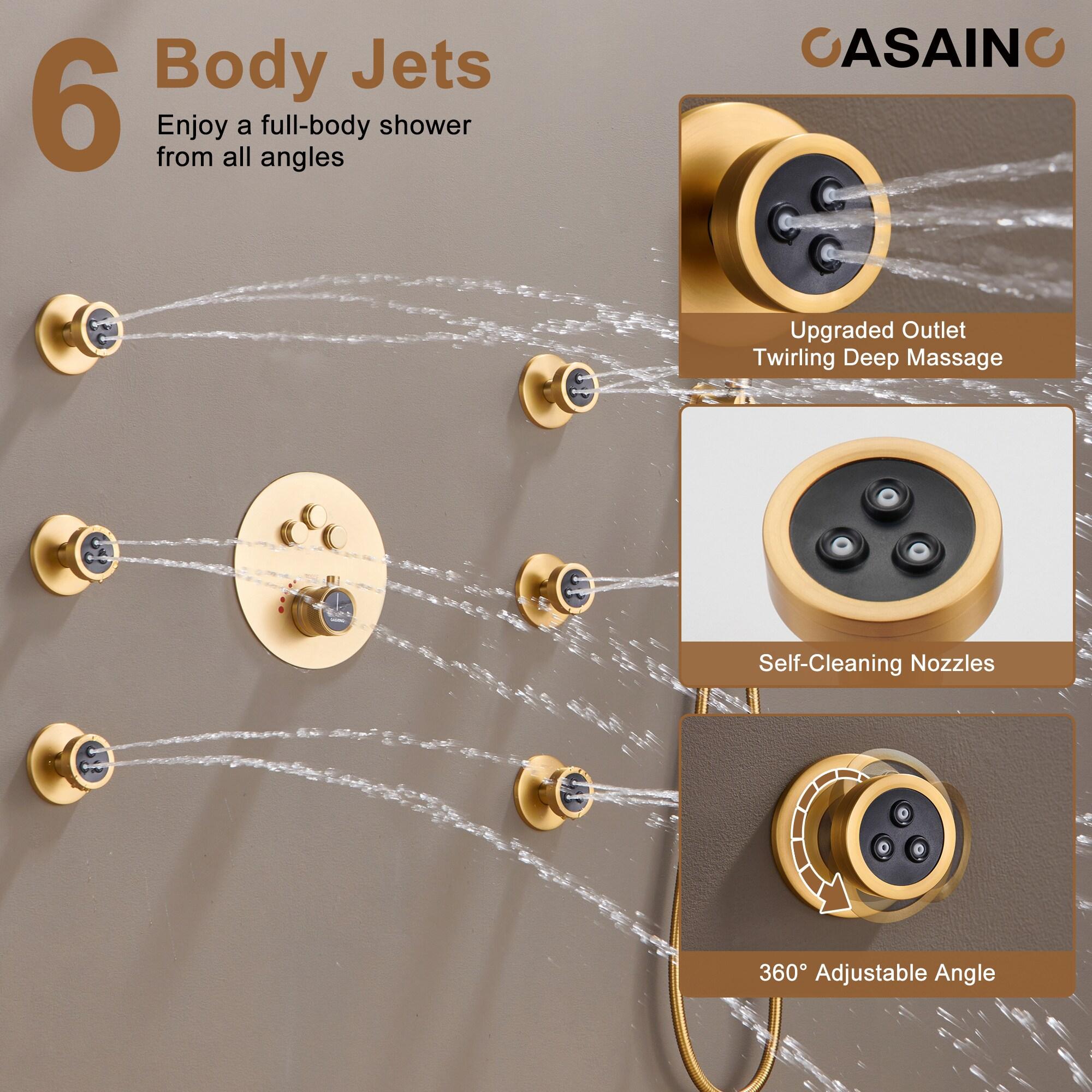 Thermostatic Rainfall Shower System with Rough in-Valve and Shower Body Spray