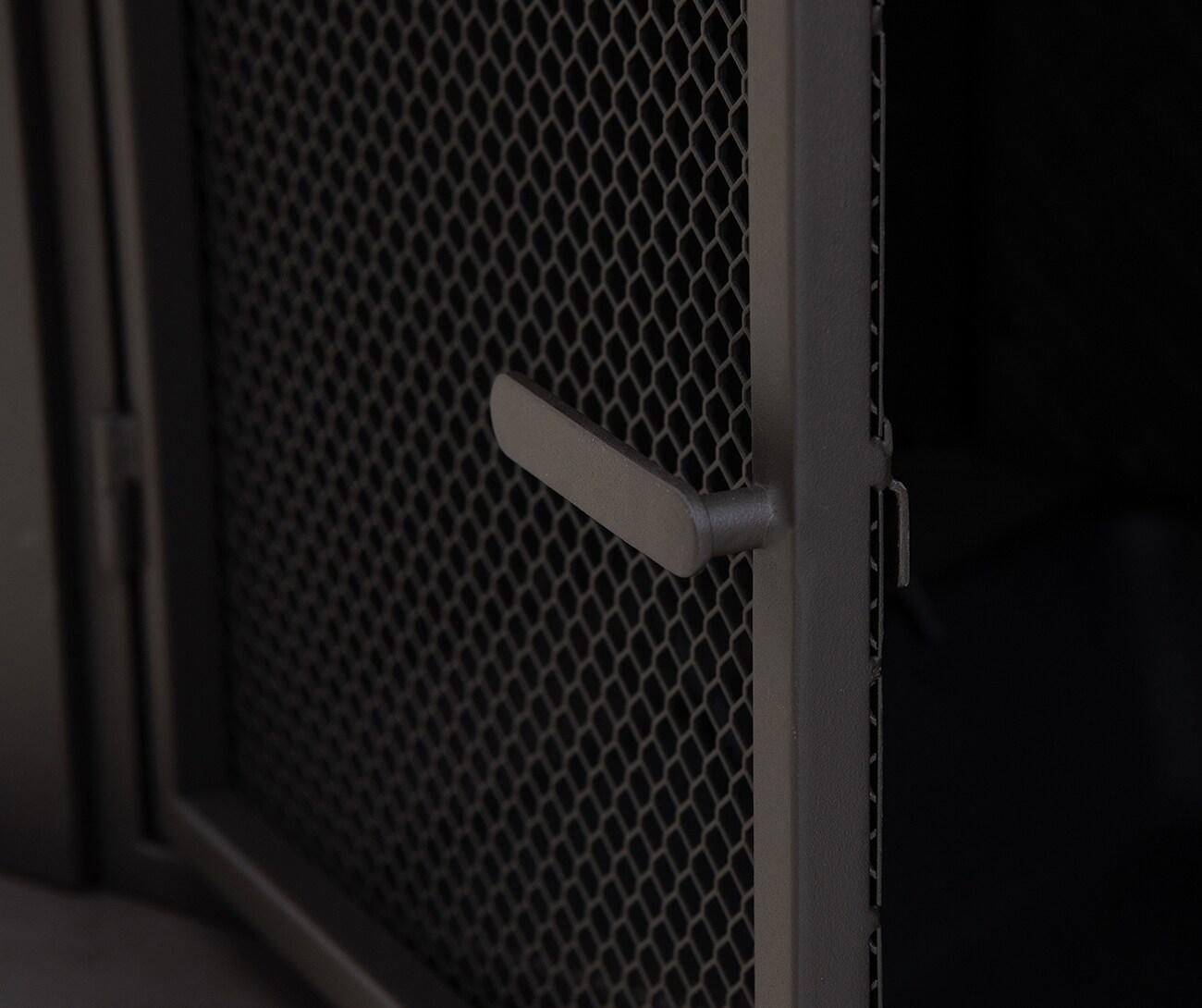 Matte Black Steel Wood-Burning Outdoor Fireplace with Chimney