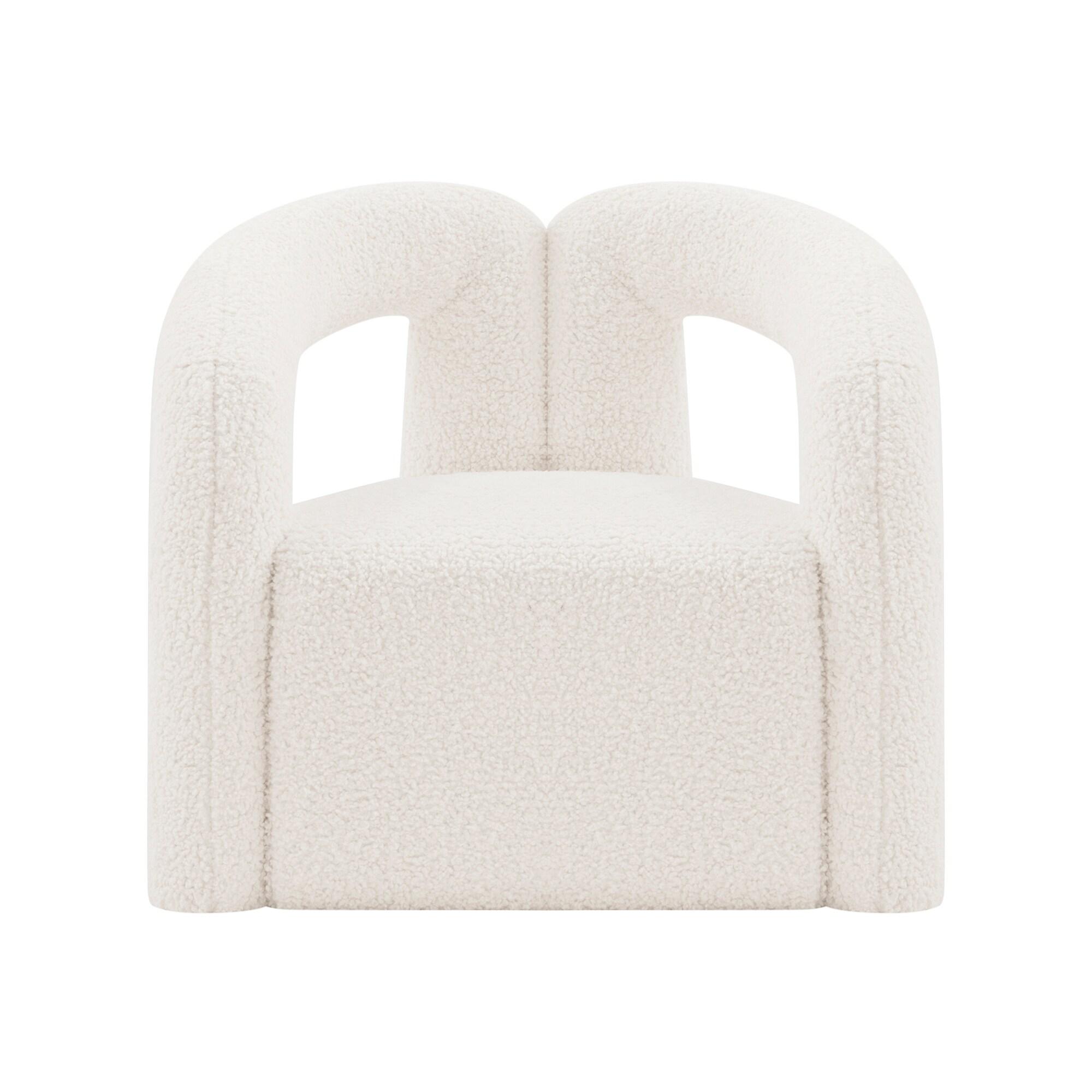 Darian Modern Boucle Upholstered Accent Chair Cream - Manhattan Comfort: Pine Wood Frame, High-Density Foam