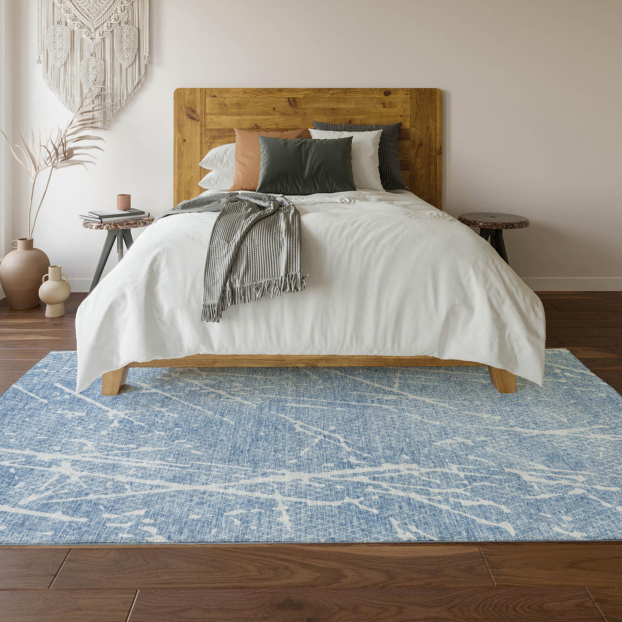 Premium Machine Washable Cerrito Blue Rug