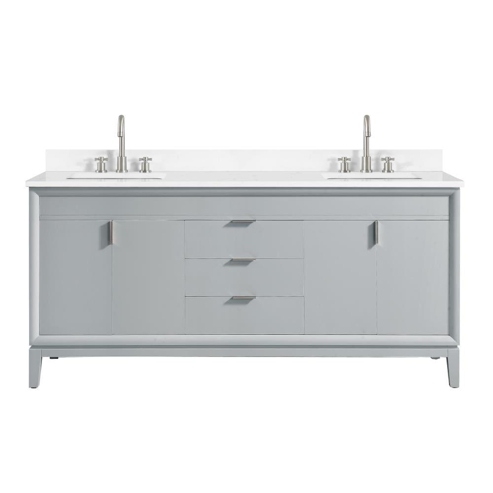 Emma 73-Inch Dove Gray Birch Double Sink Vanity with Engineered Stone Top