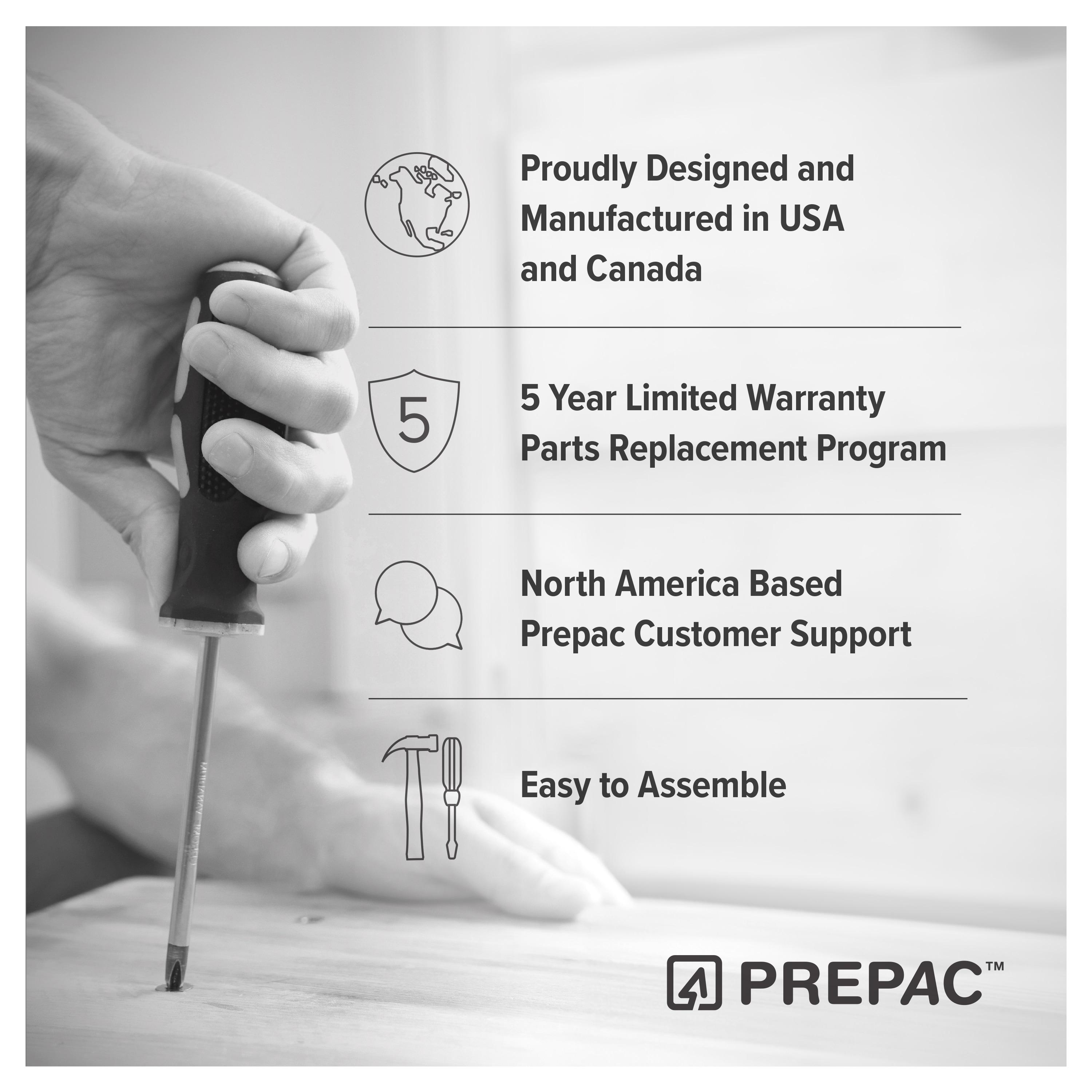 Prepac Elite 2-Door Freestanding Wardrobe Cabinet, 20" D x 32" W x 65" H, Light Gray