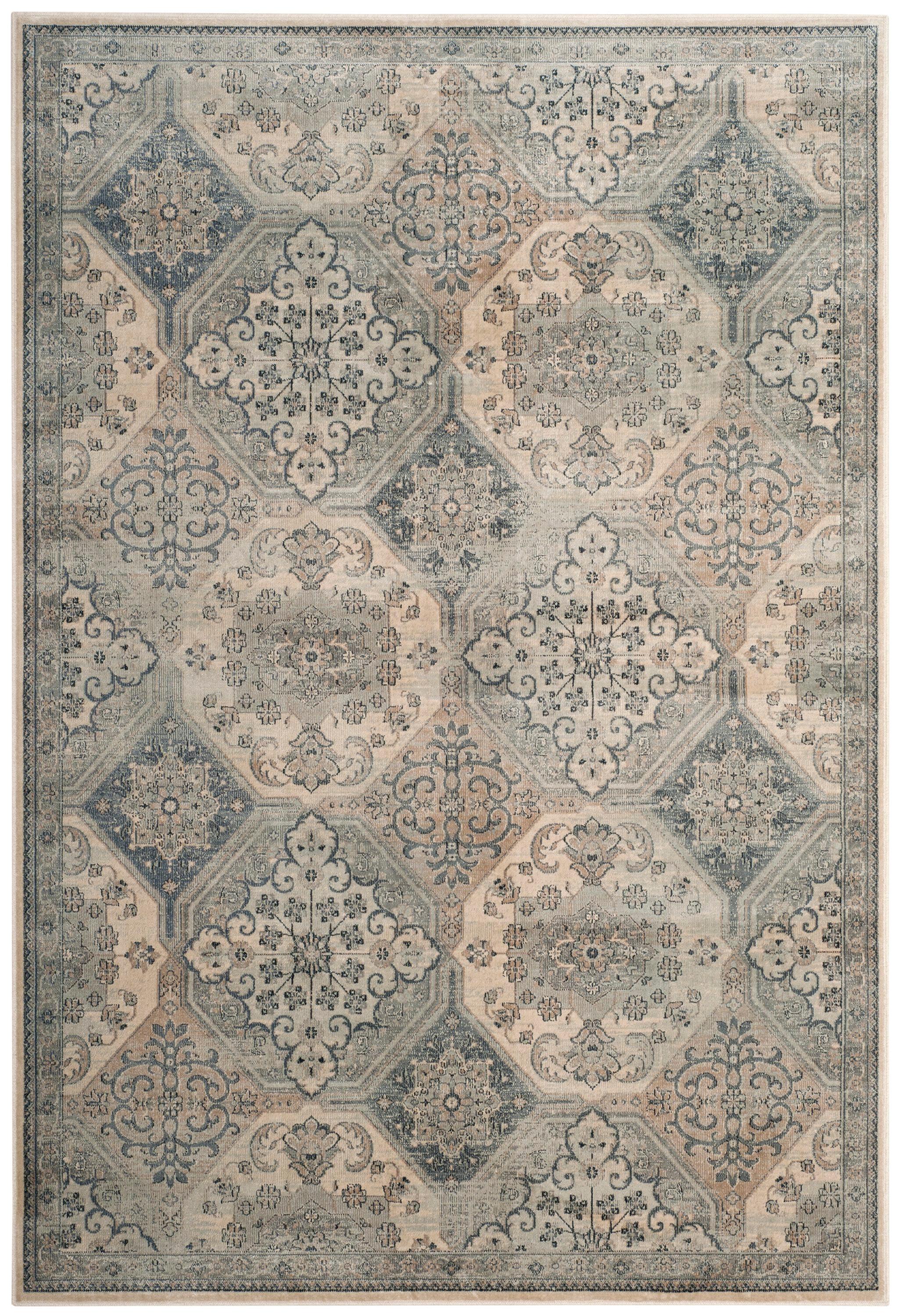 Vintage VTG128 Power Loomed Indoor Skid-Resistant Area Rug - Cream/Blue - 5'3"x7'6" - Safavieh