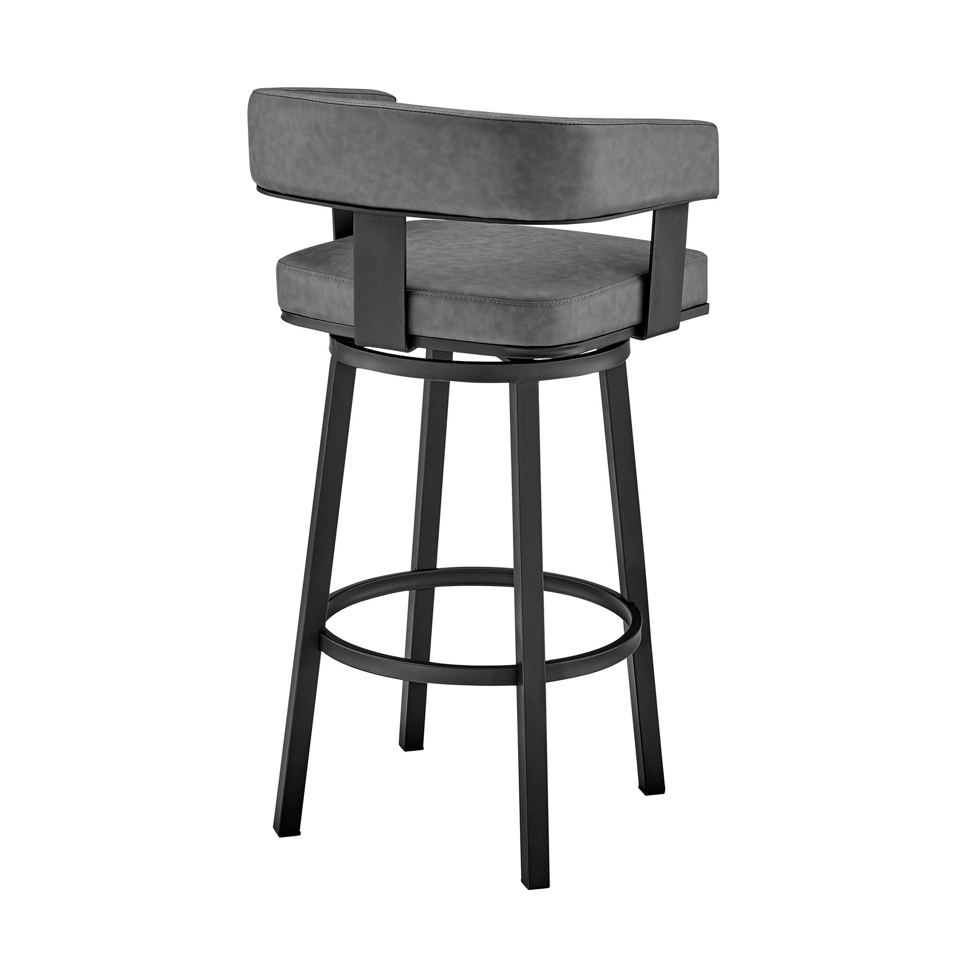 Armen Living Lorin 26" Modern Faux Leather Counter Swivel Stool in Gray/Black