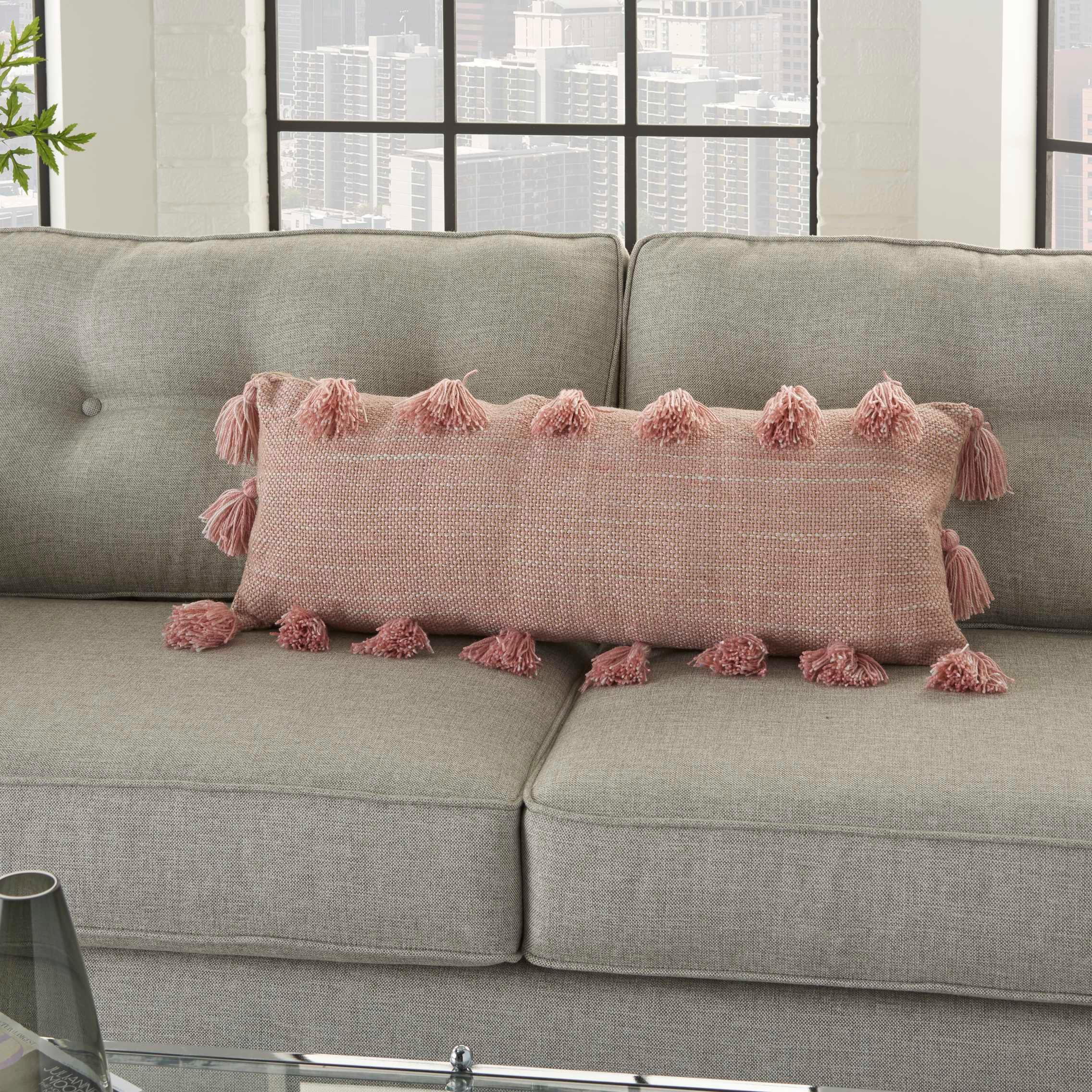 Mina Victory Lifestyles 13-in x 33-in Pink Rectangular Indoor Decorative Pillow