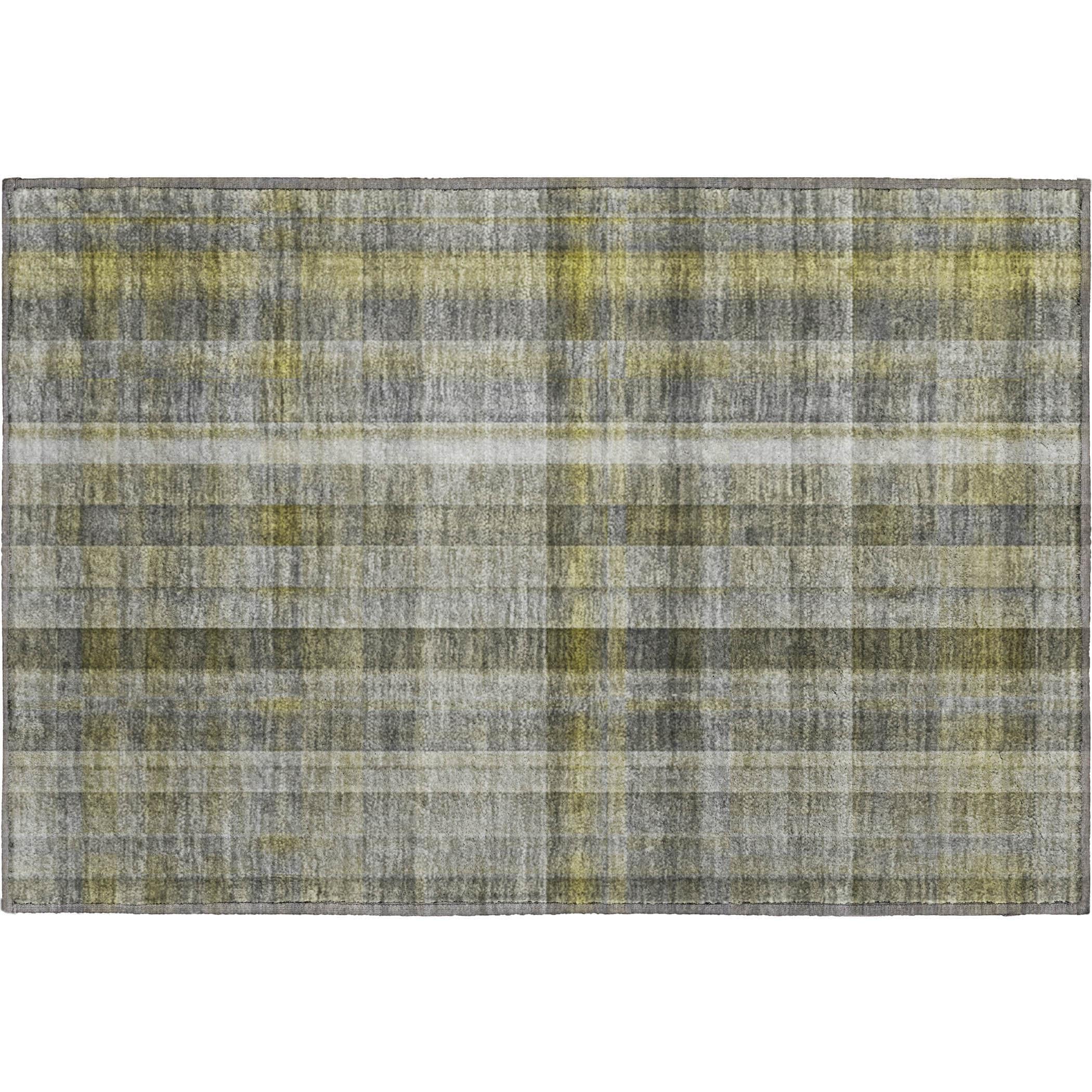 Addison Rugs Mayfield Washable Transitional Plaid Gray Rectangle Rug, 1'8" x 2'6"