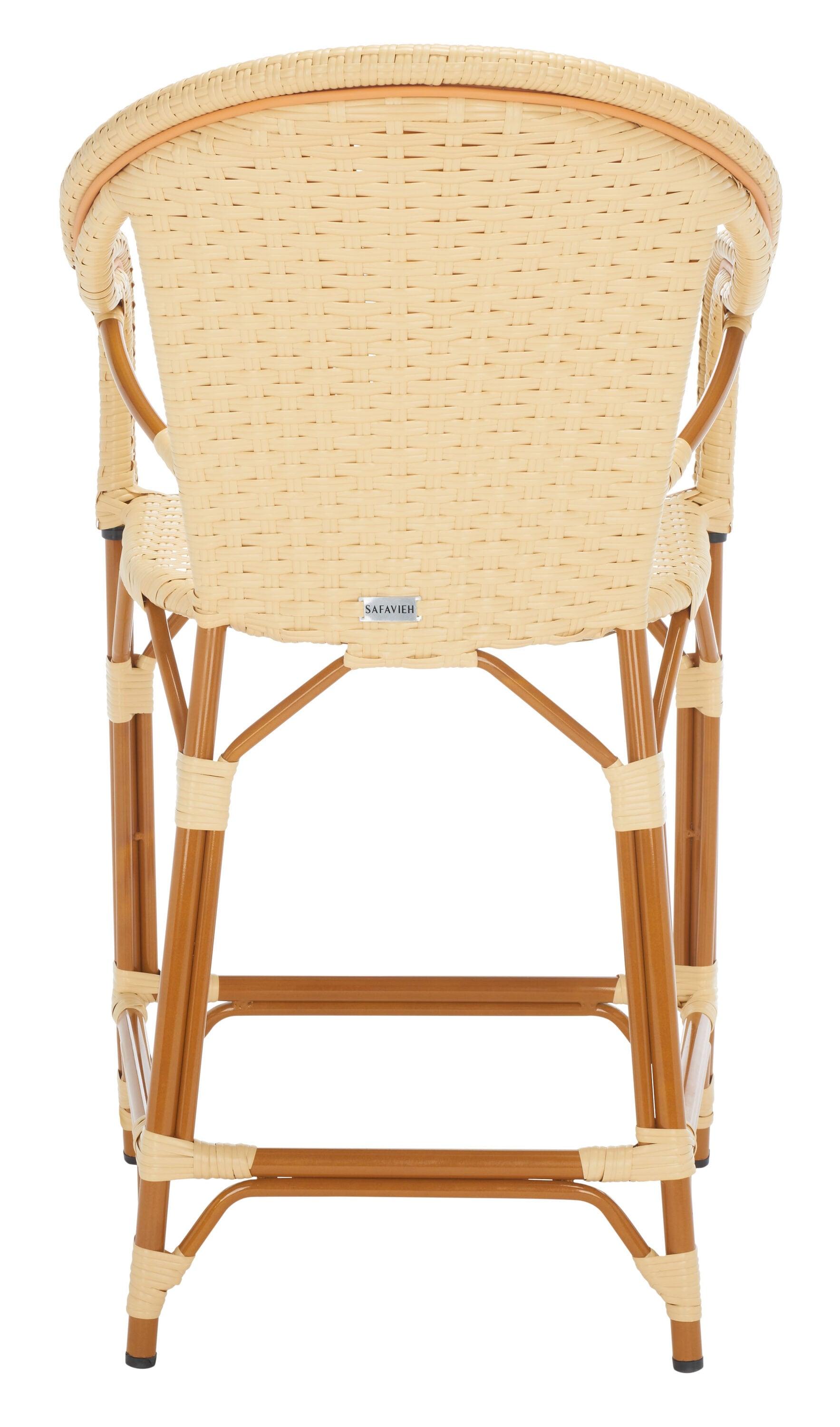 California Counter Stool With Arms - Indoor/Outdoor - PAT7533 - Natural - Safavieh