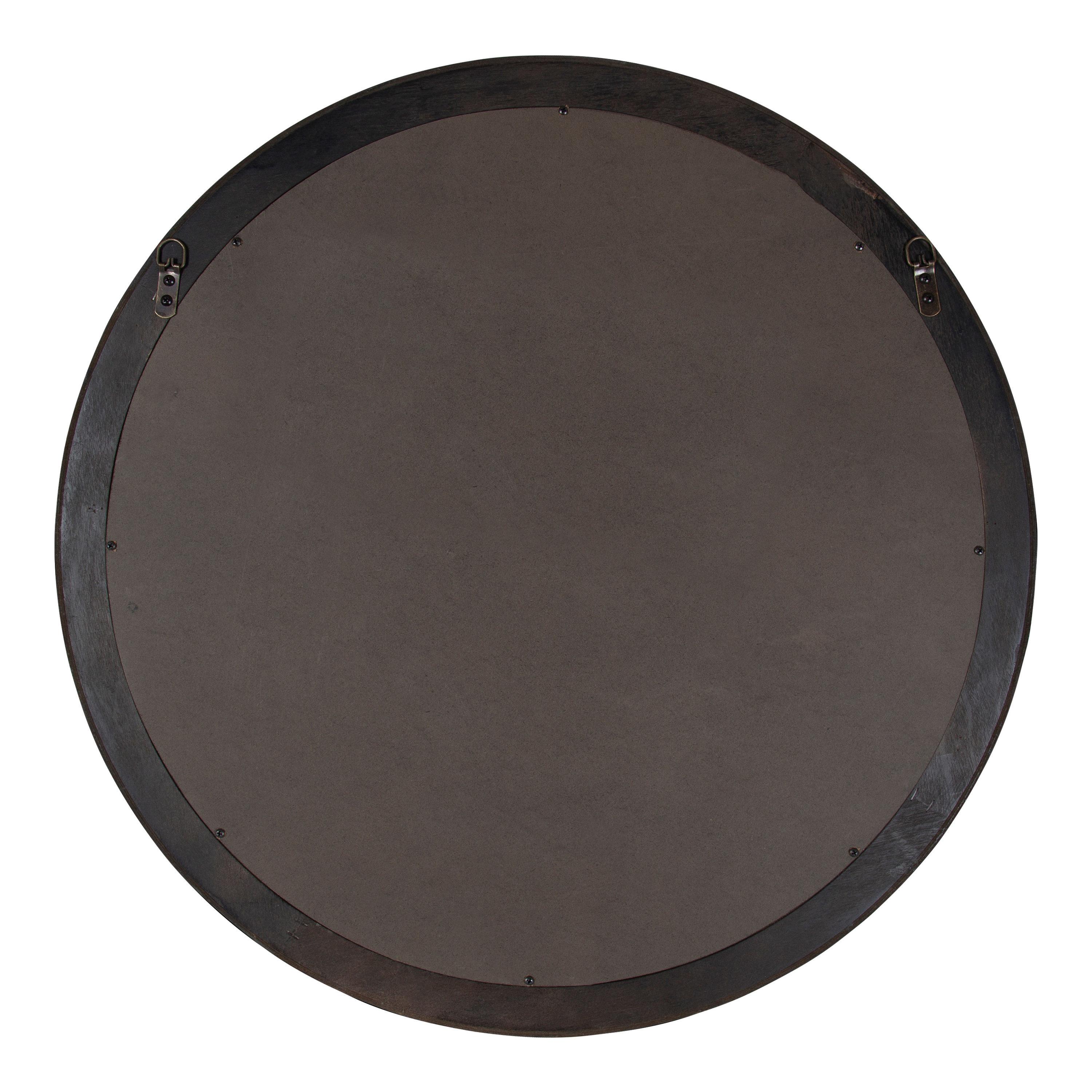 Kate and Laurel  Basking Wall Mirror with Shelf Walnut 30" Diameter