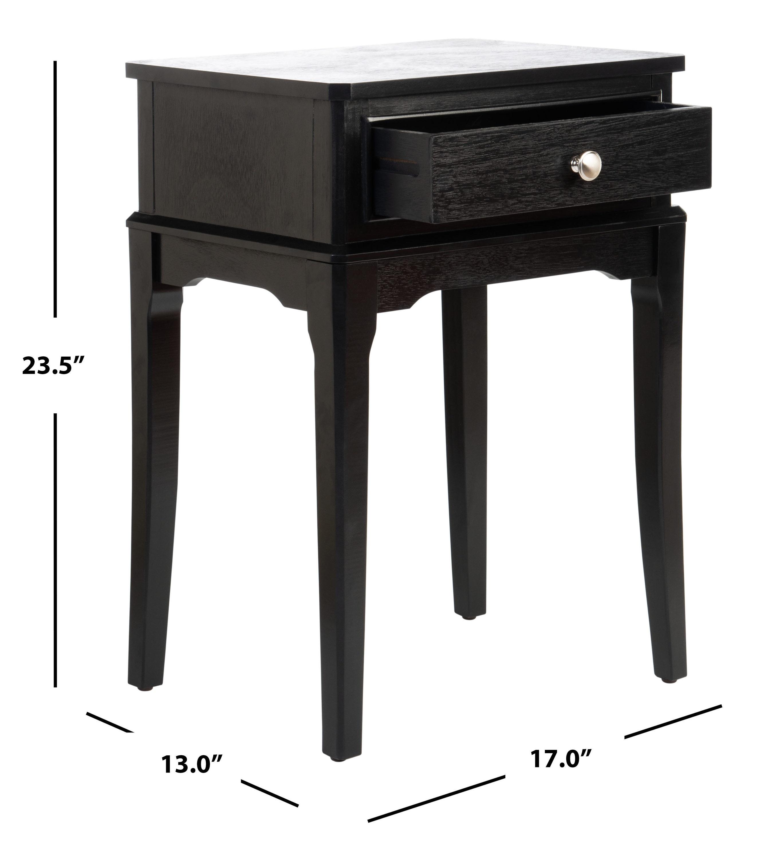 SAFAVIEH Opal French Black Rectangle Wood Storage End Table (17 in. W x 13 in. D x 23.5 in. H)