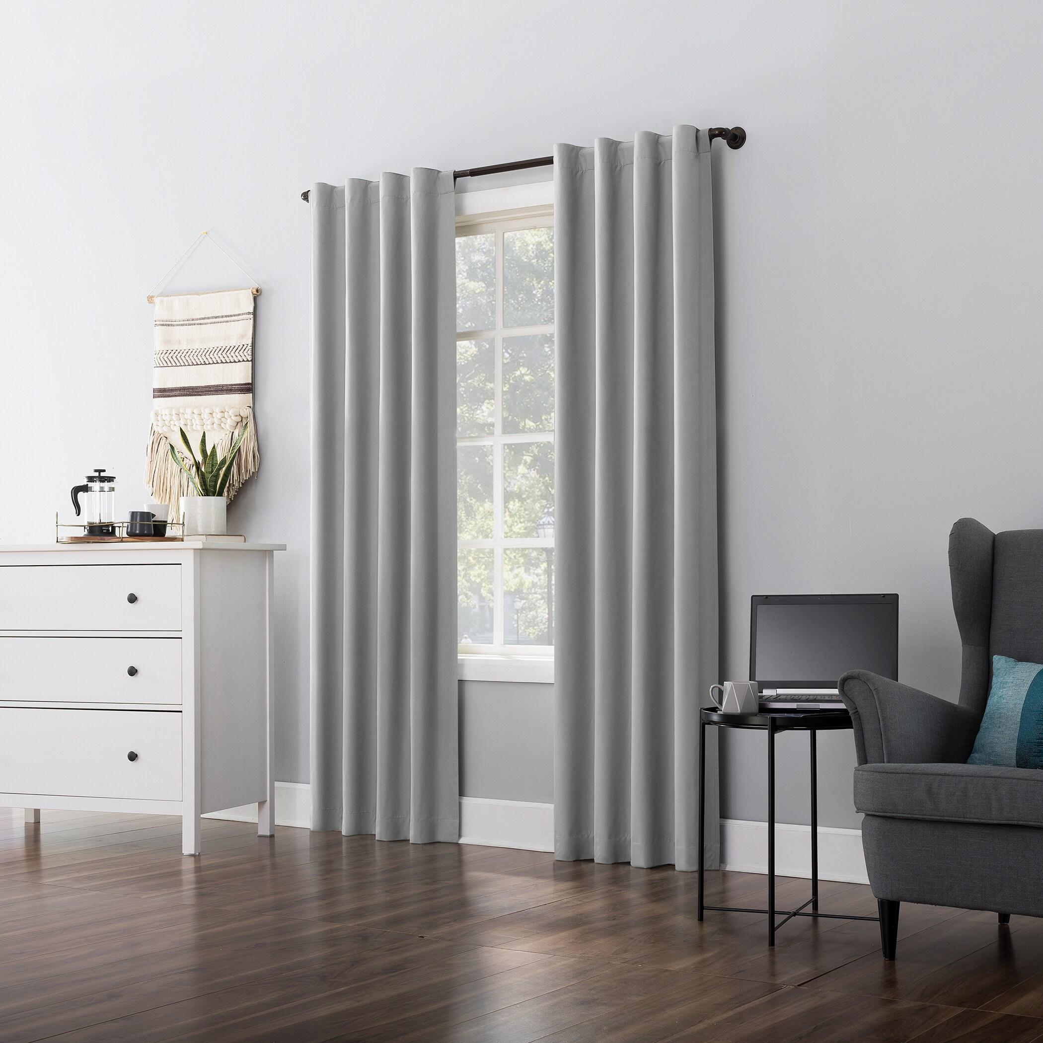 40"x96" Sun Zero 100% Blackout Cyrus Thermal Back Tab Curtain Panel Silver: Modern Indoor 96 Inch Polyester Drapery