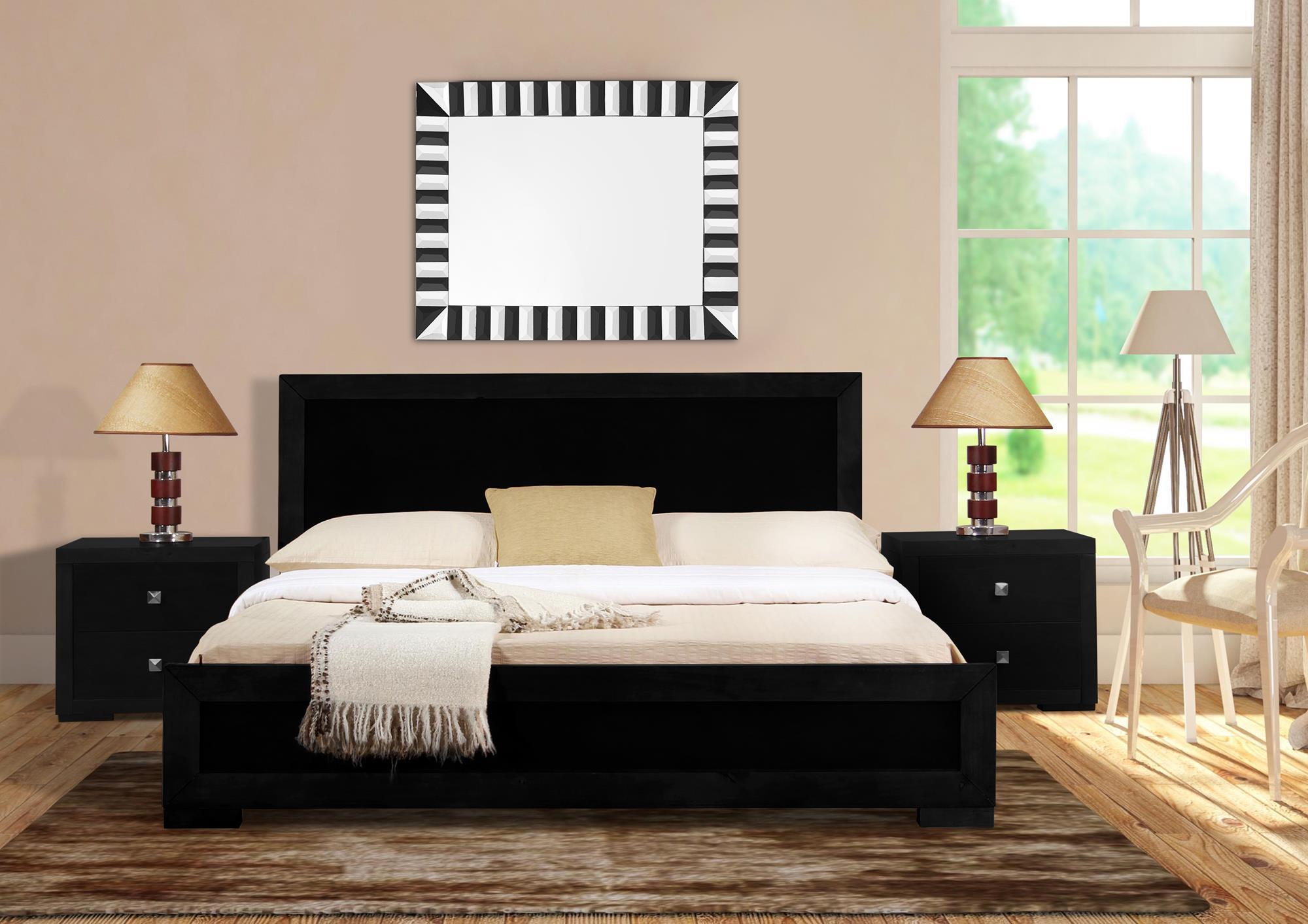 Camden Isle Trent Platform Bed | Paneled Headboard and Footboard | Full, Black