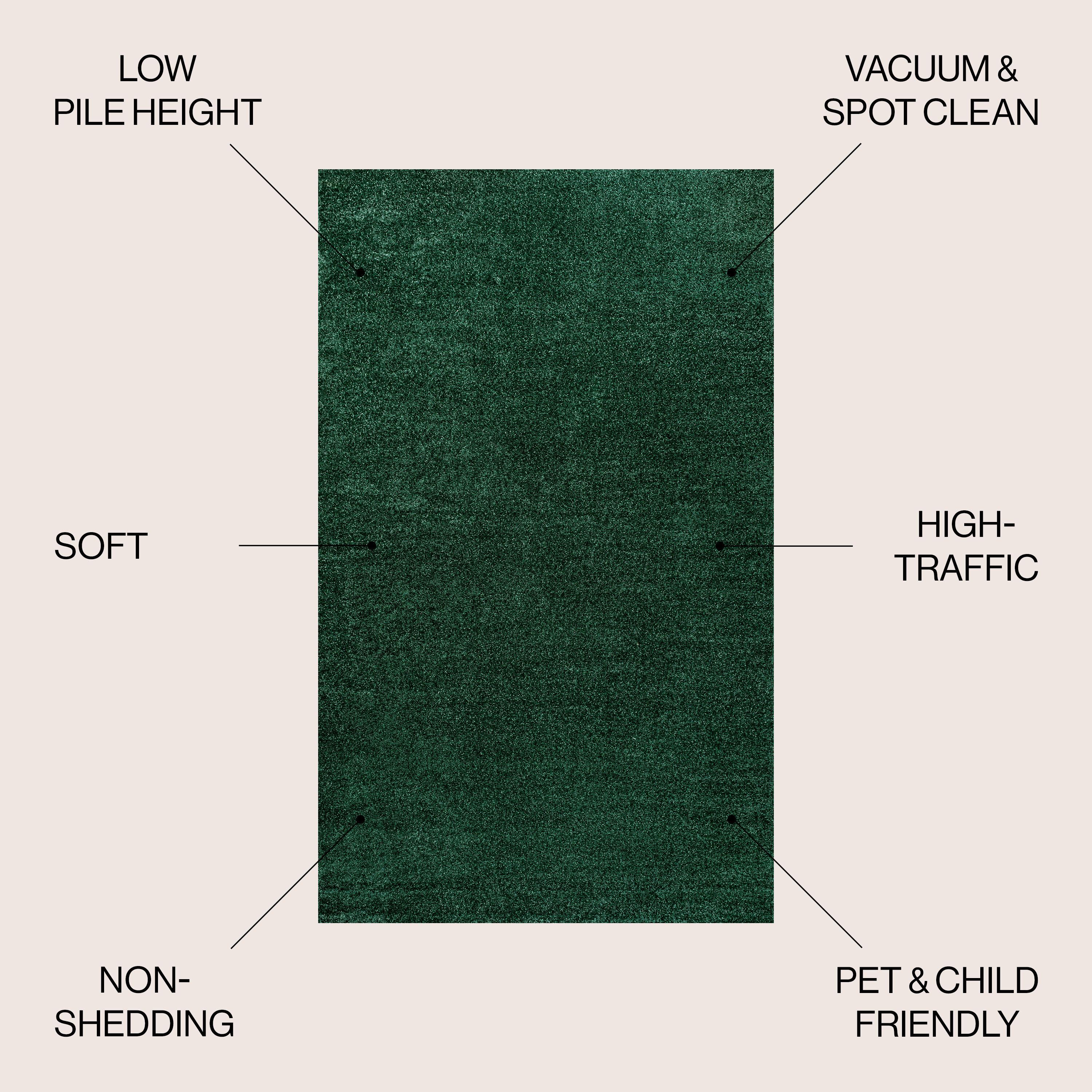 Haze Solid Low-Pile Emerald 10 ft. x 14 ft. Area rug -JONATHAN Y