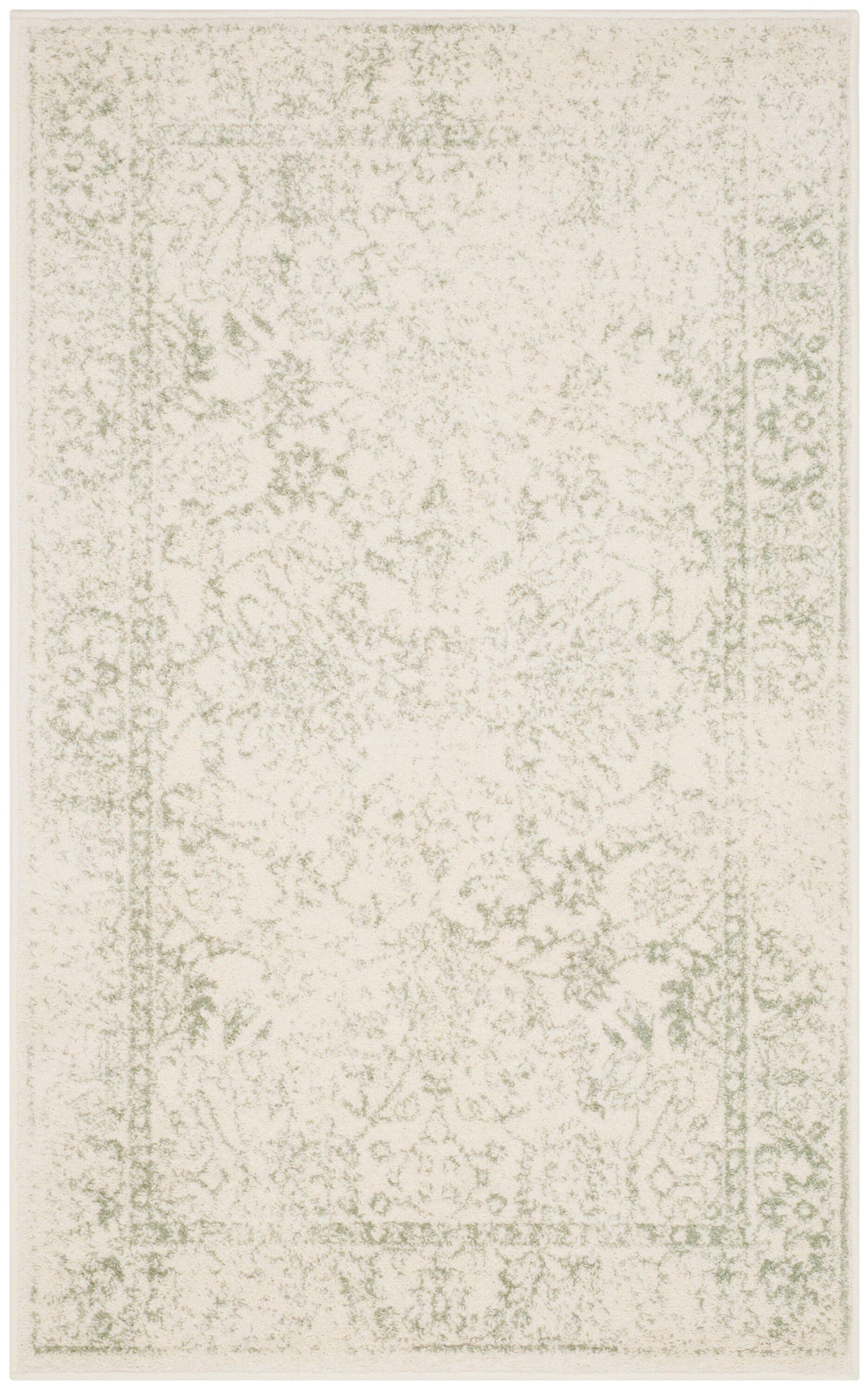 SAFAVIEH Adirondack Wyatt Distressed Area Rug, Ivory/Sage, 3' x 5'