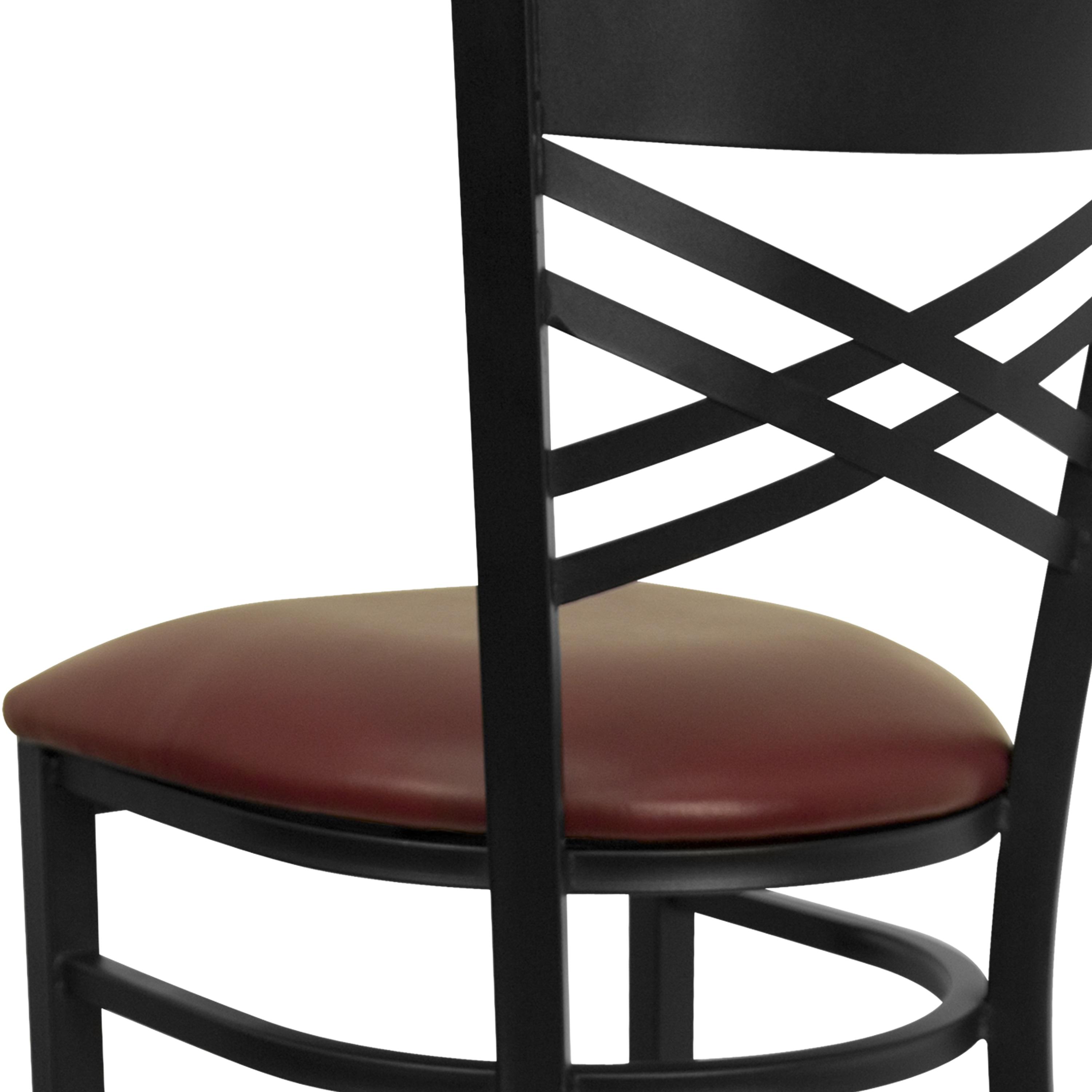 Flash Furniture HERCULES Series Black ''X'' Back Metal Restaurant Barstool - Burgundy Vinyl Seat