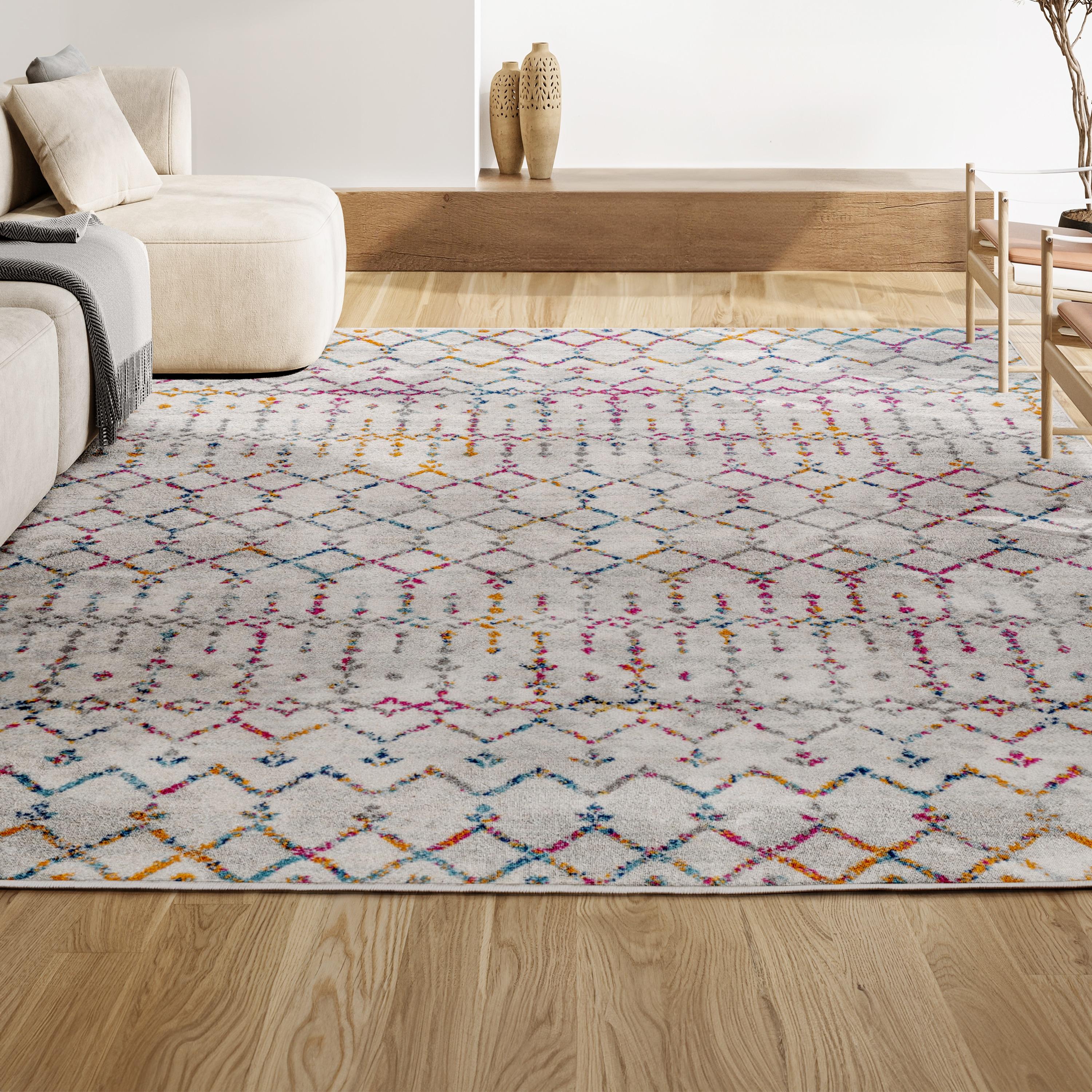 JONATHAN Y Moroccan HYPE Boho Vintage Diamond Ivory/Multi 3 ft. x 5 ft. Area Rug