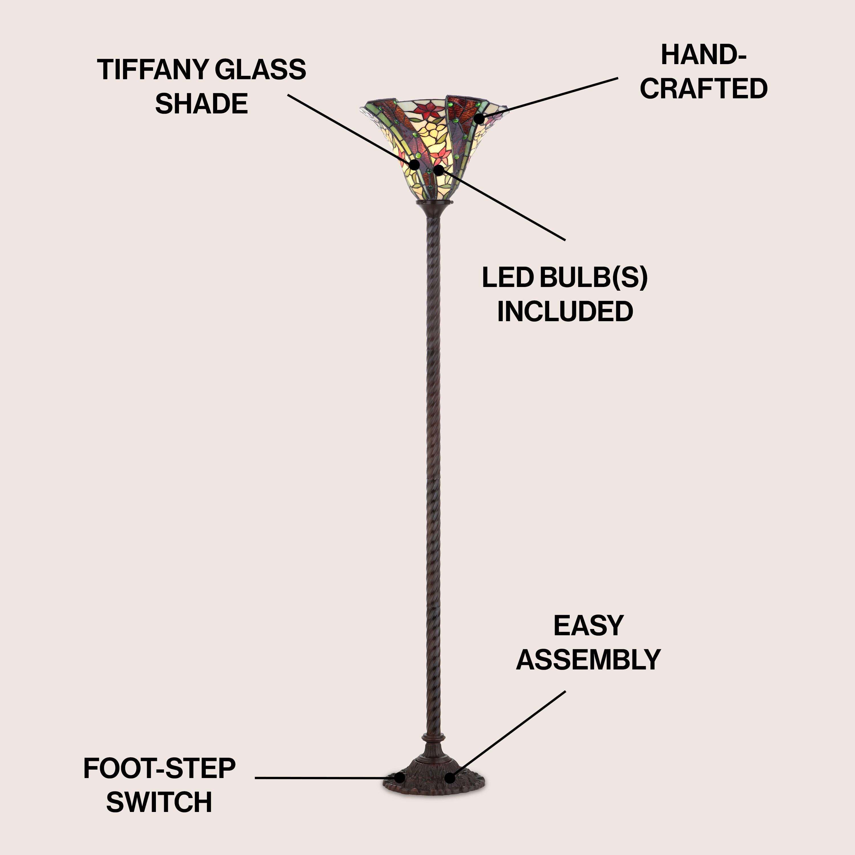 Williams Tiffany-Style 71" Torchiere LED Floor Lamp, Bronze