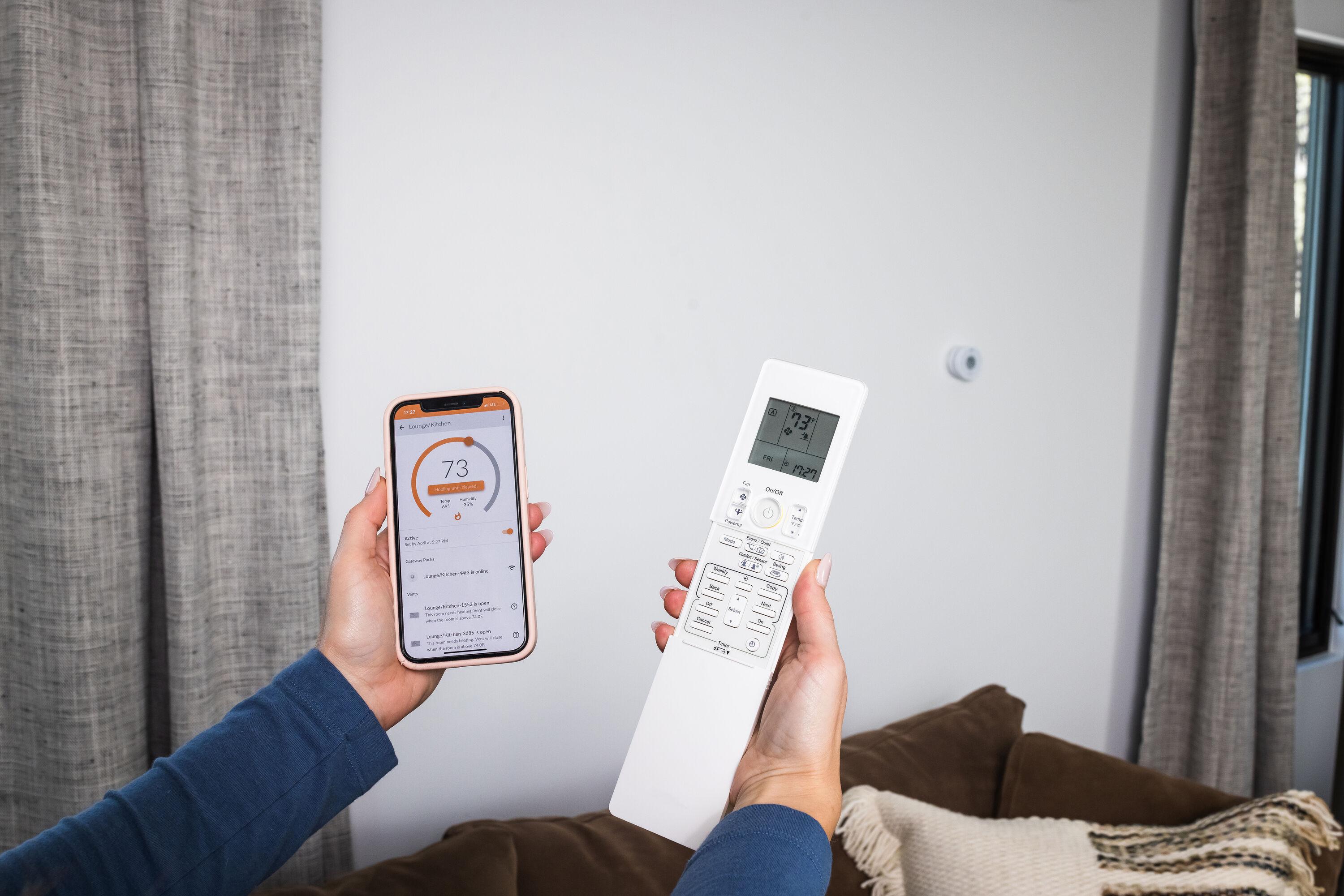 Flair Puck, WiFi Wireless Thermostat (Pearl White). Controls Flair Smart Vents. Compatible with Alexa, works with ecobee, Honeywell smart thermostats, and Google Assistant.