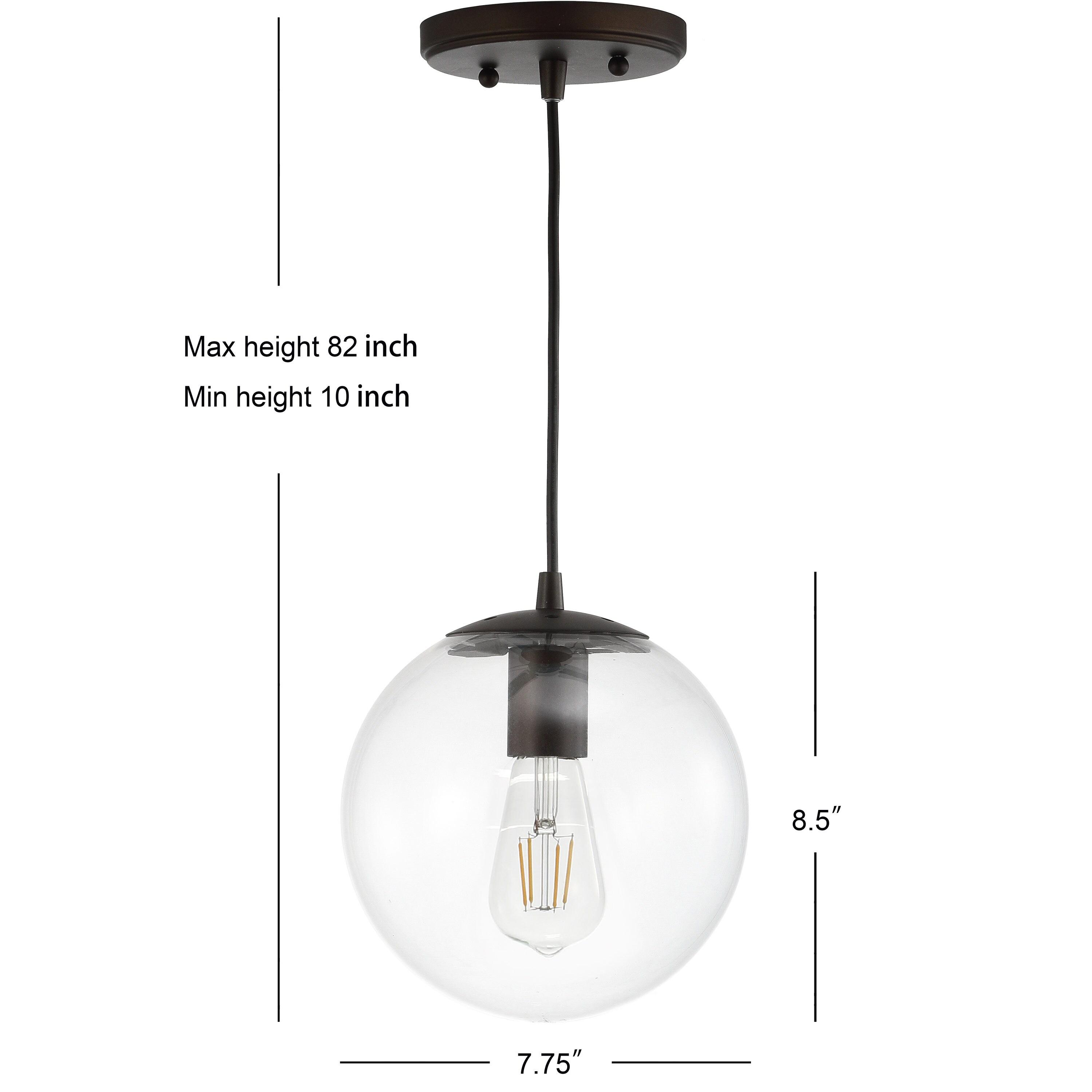 Bleecker 7.75" Metal/Glass Globe LED Pendant, Clear/Oil Rubbed Bronze