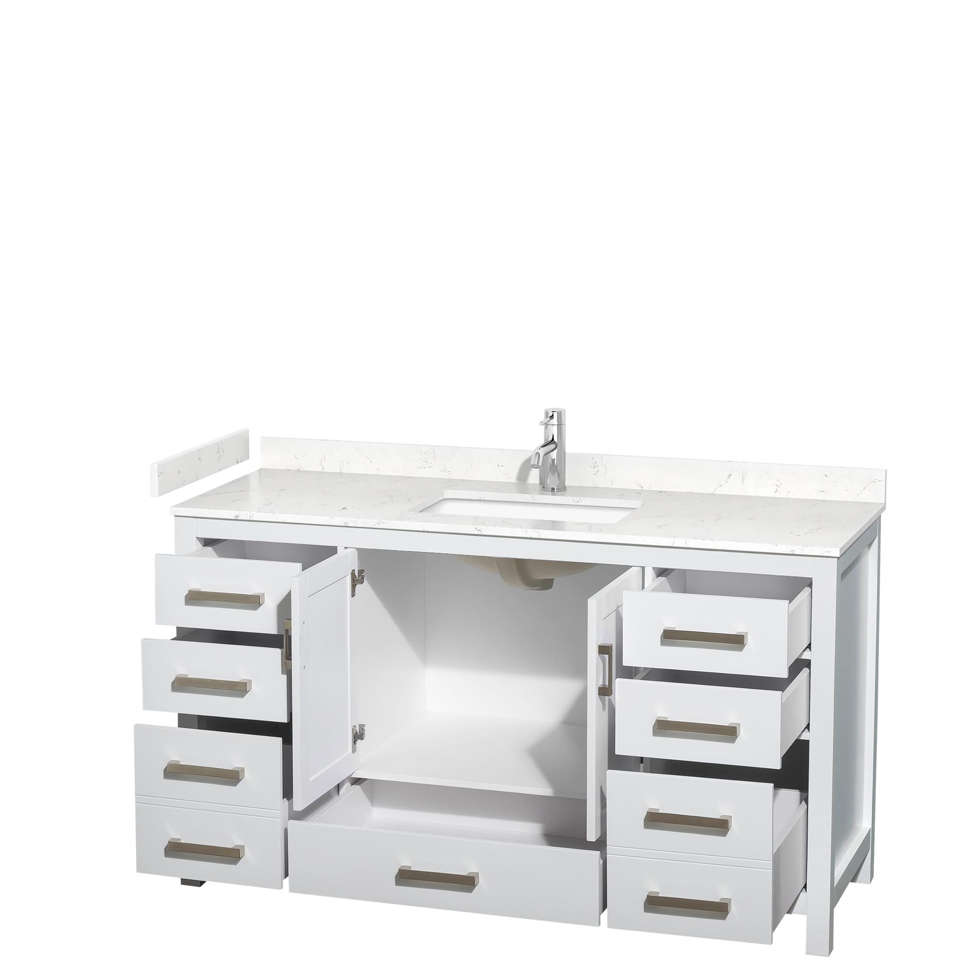 Sheffield 60" White Cultured Marble Single Bathroom Vanity