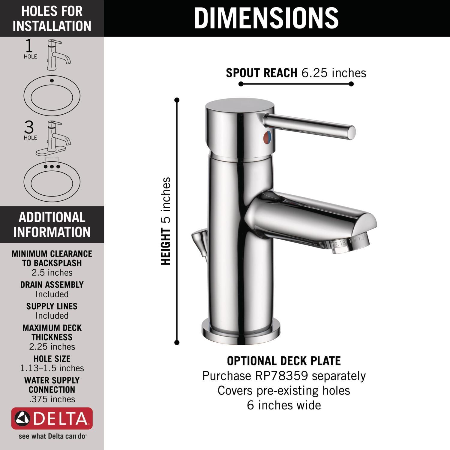 Trinsic Single Hole Bathroom Faucet with Drain Assembly, Single Handle Bathroom Sink Faucet